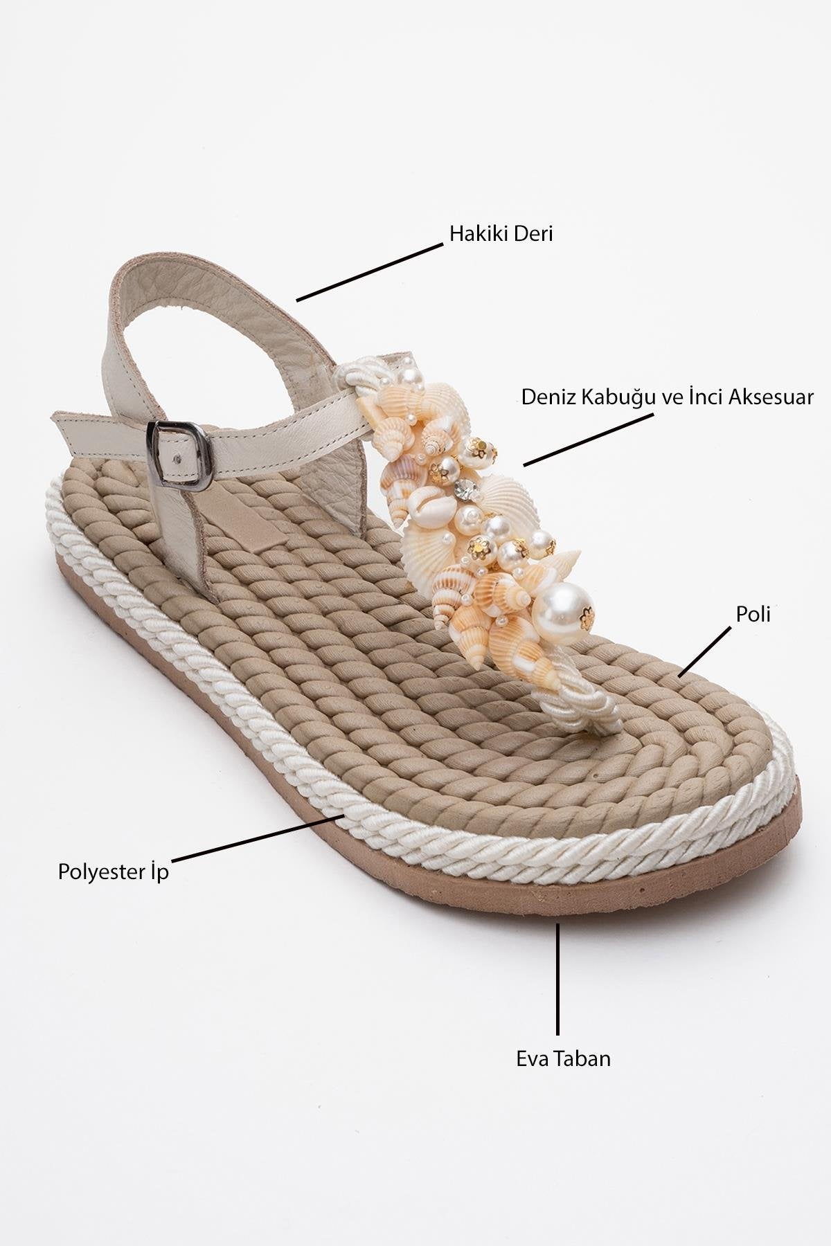 Lely Beige Leather Thong Sandal (Women)