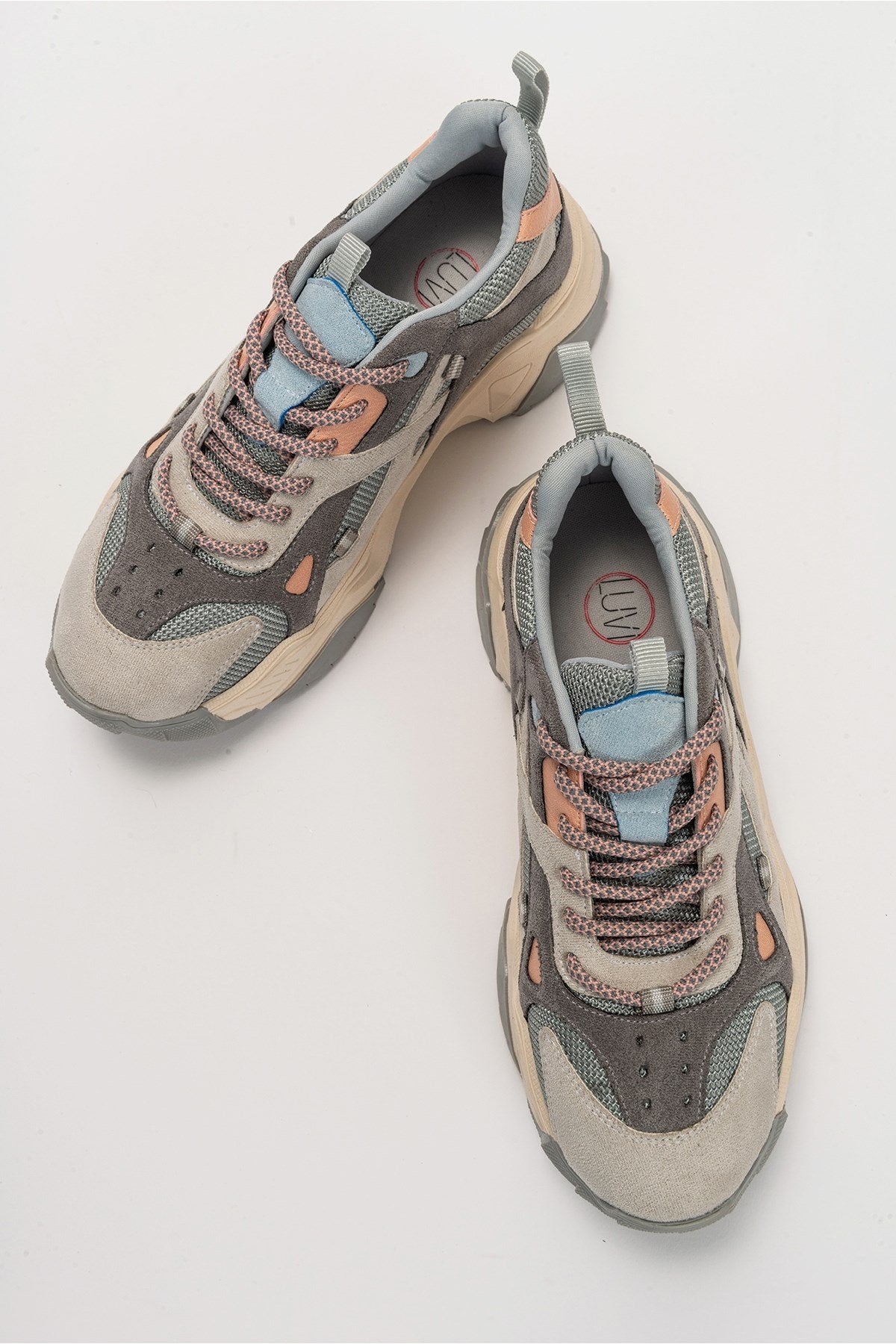 Loretta - Gray Pink Platform Sneakers