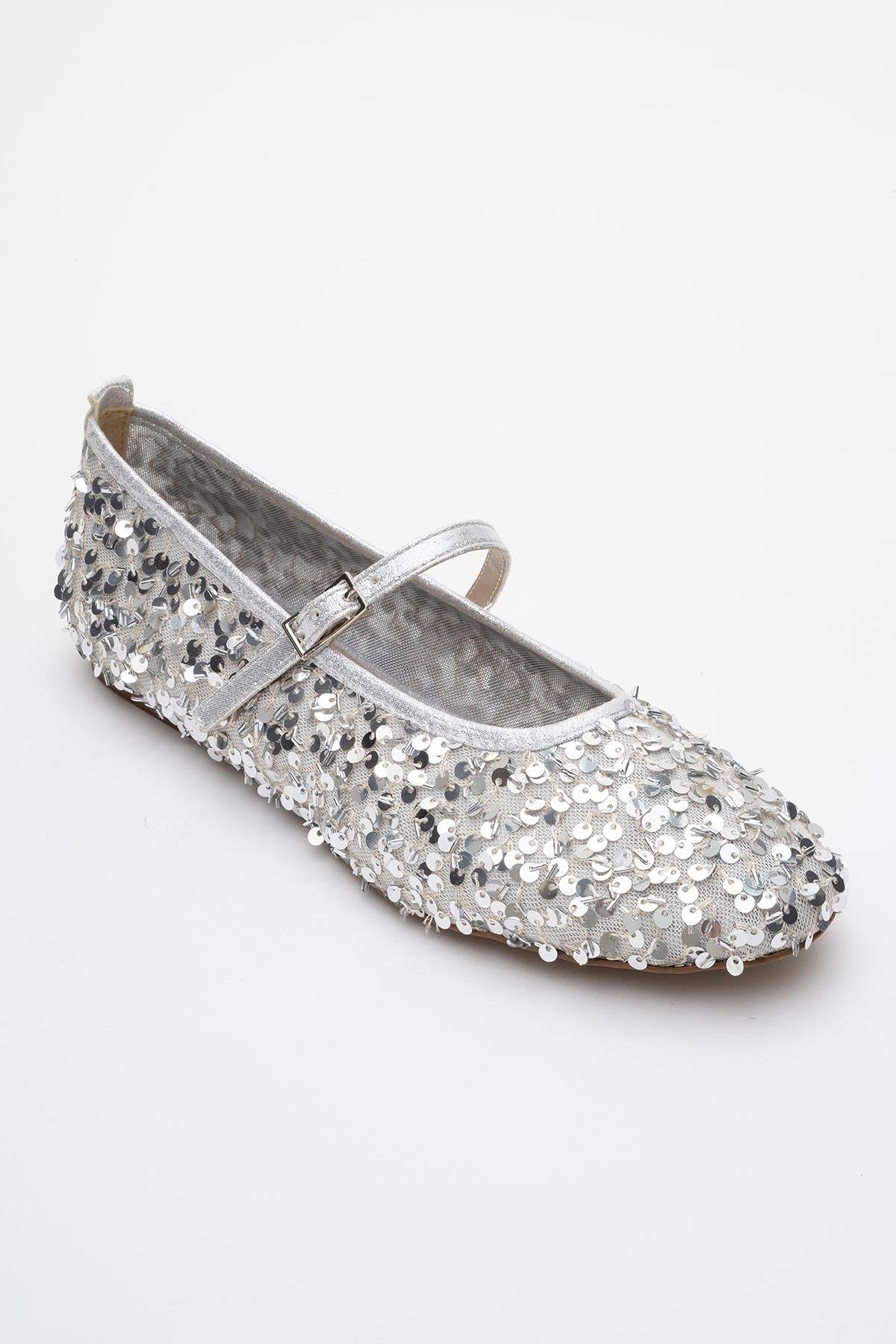 Lush - Silver Sequin Single-Strap Ballet Flat (Women)