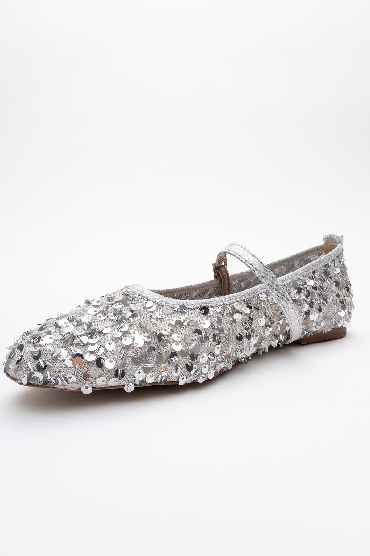 Lush - Silver Sequin Single-Strap Ballet Flat (Women)