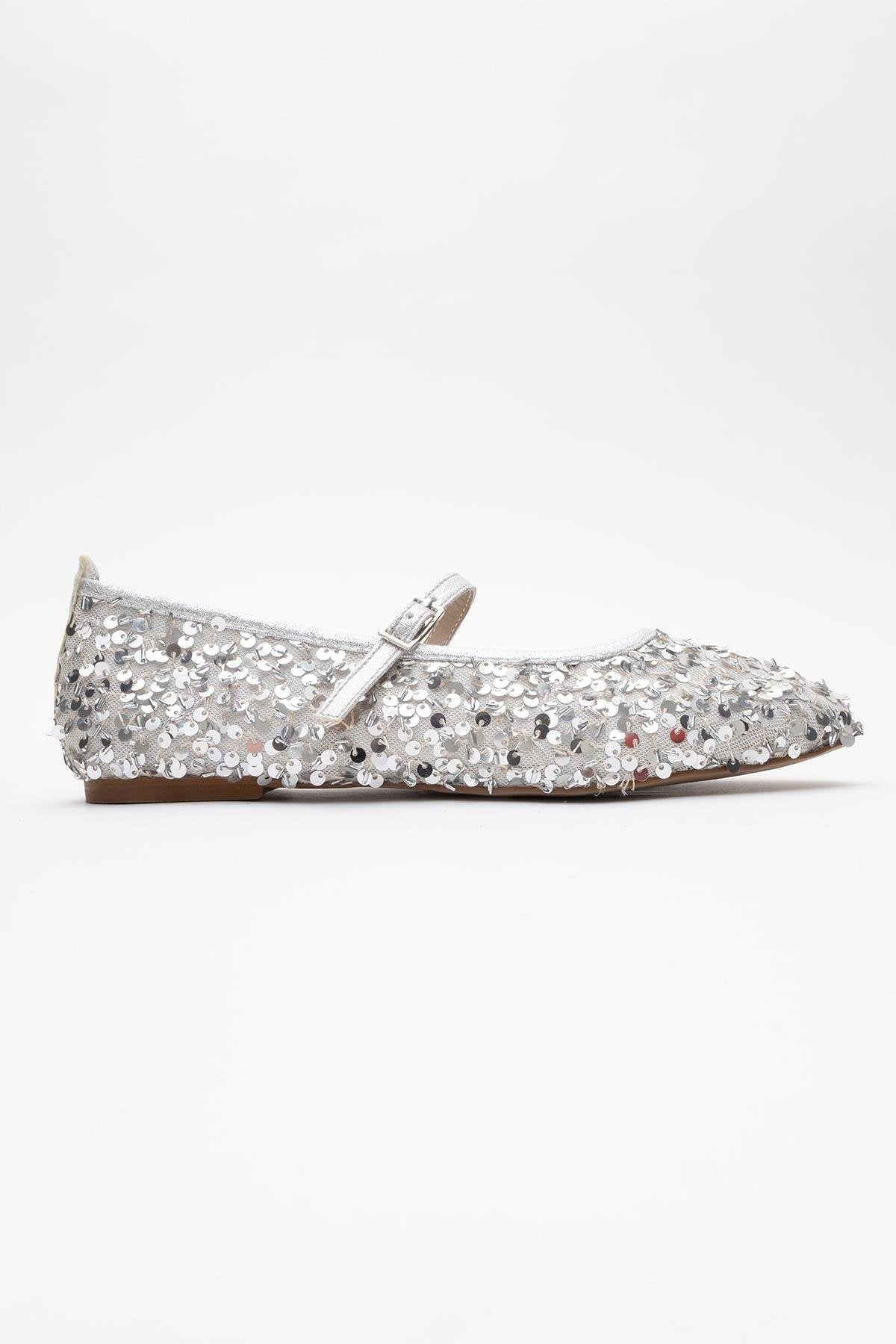 Lush - Silver Sequin Single-Strap Ballet Flat (Women)