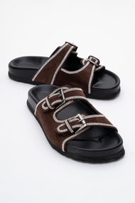 Allen - Brown Genuine Leather Slide (Women)
