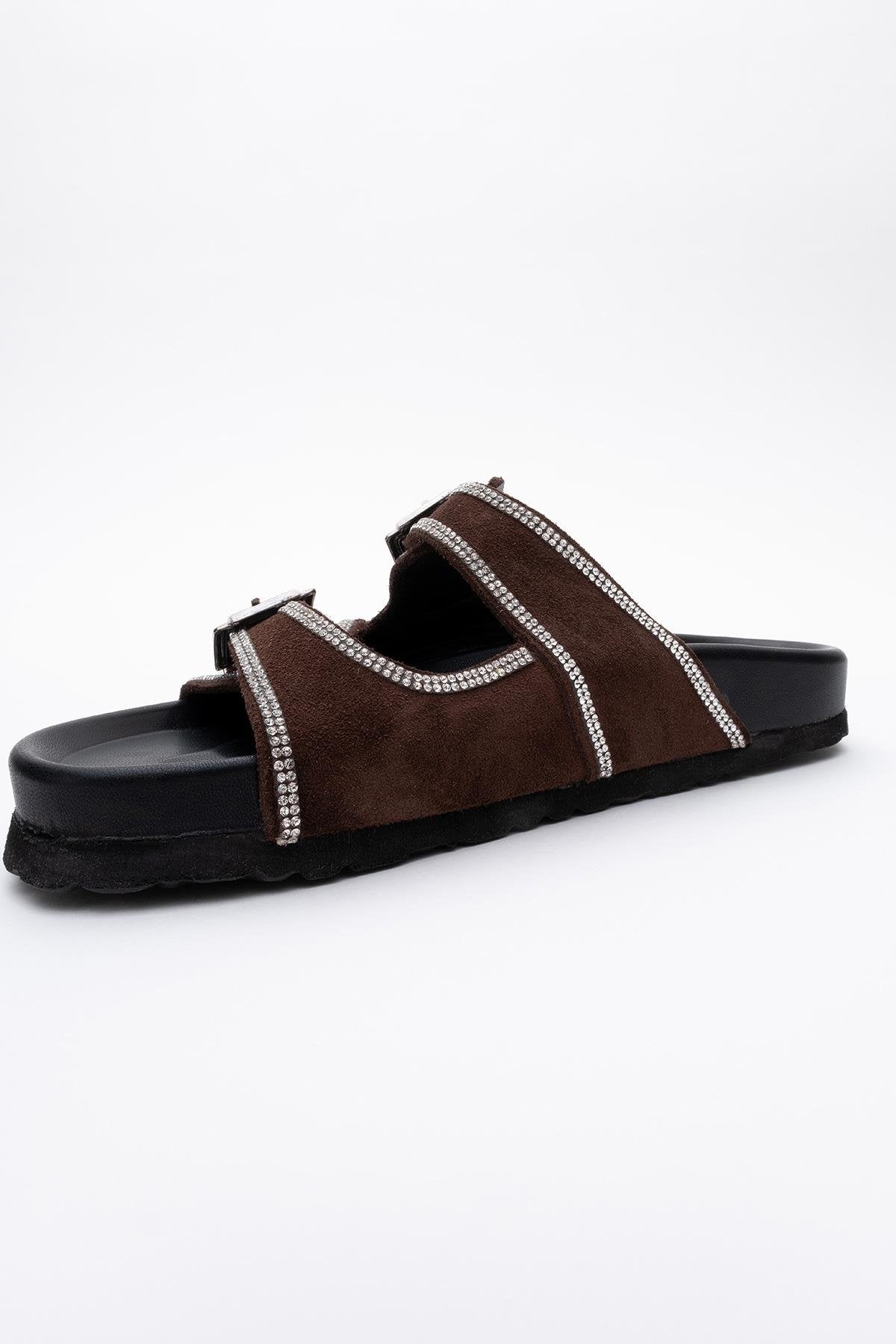Allen - Brown Genuine Leather Slide (Women)