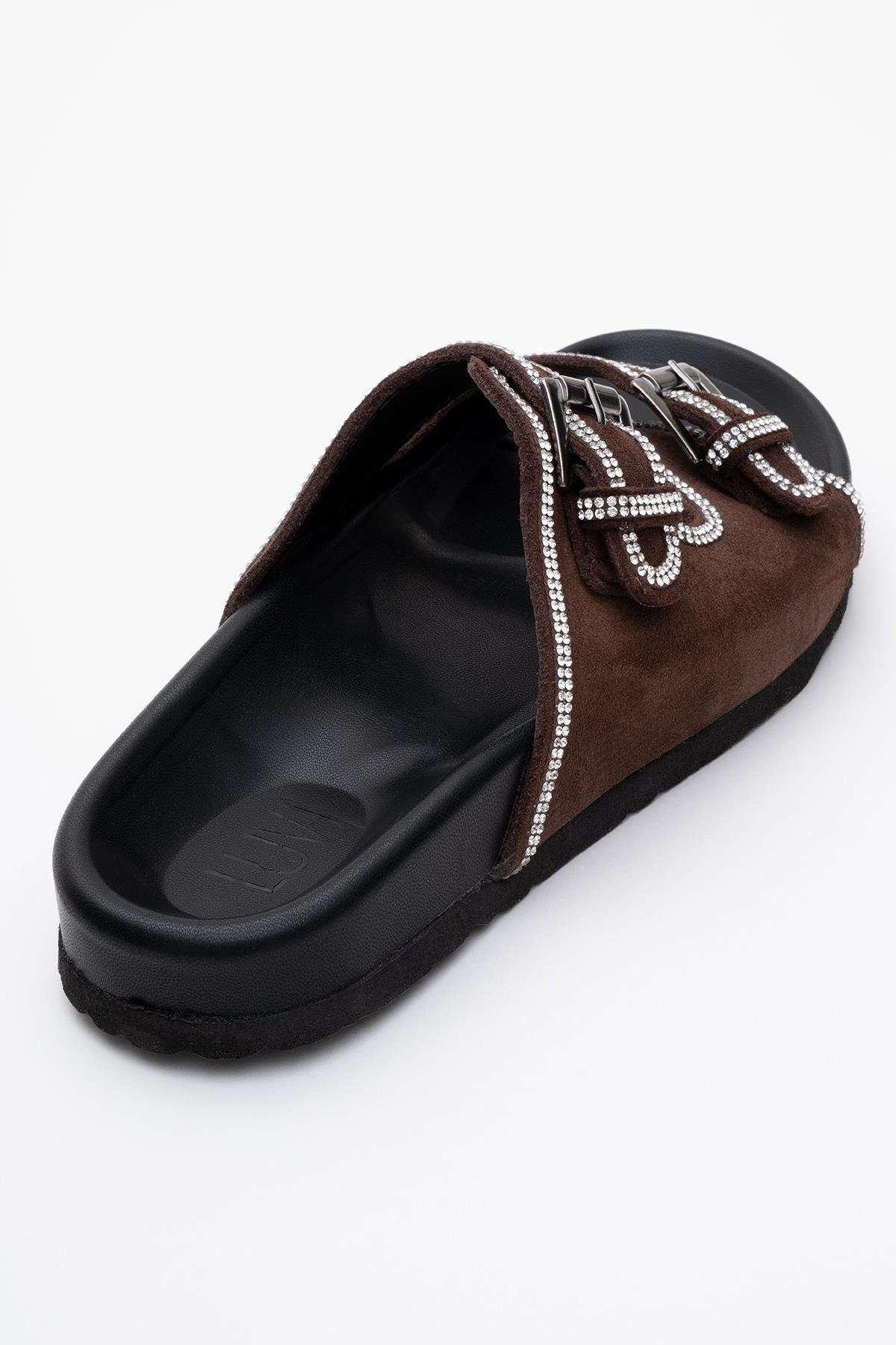 Allen - Brown Genuine Leather Slide (Women)