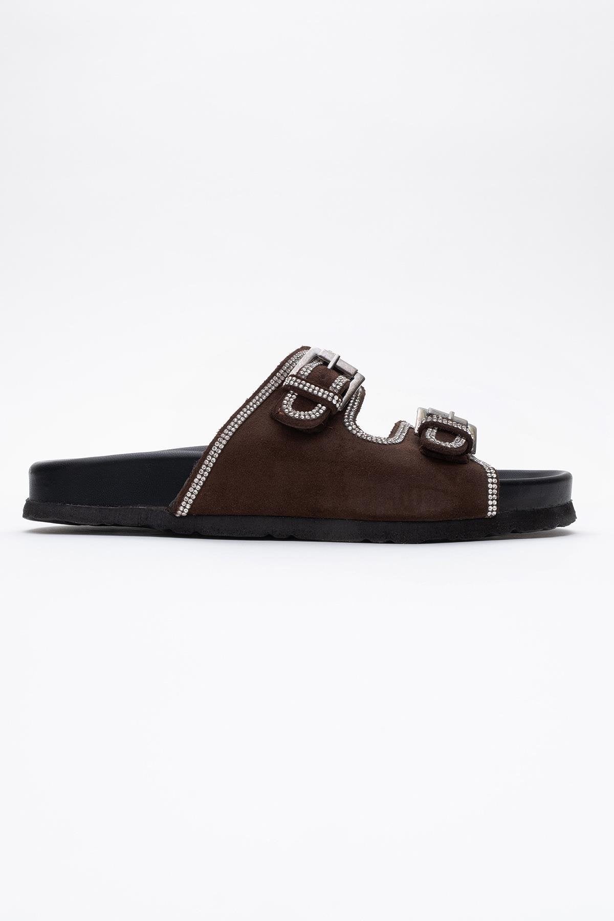 Allen - Brown Genuine Leather Slide (Women)