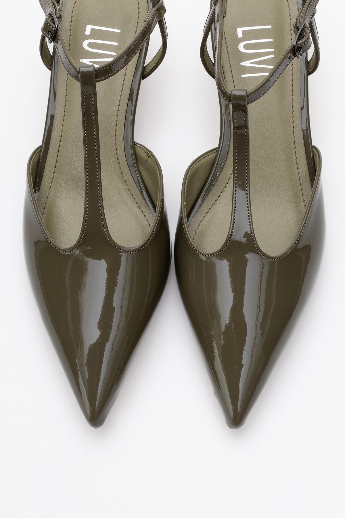 Asher - Khaki Pointed Toe Backless Short Heel Shoe (Women)