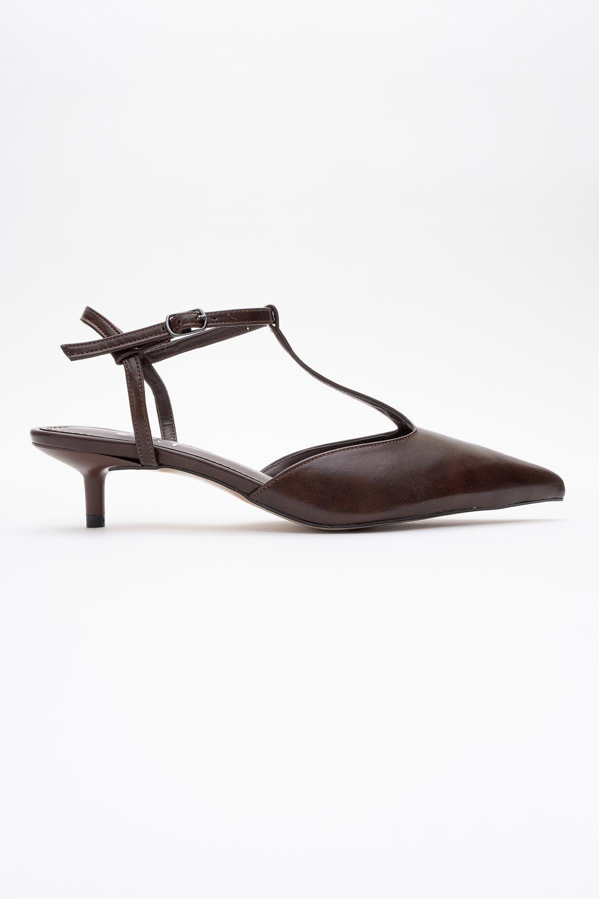 Asher - Brown Pointed Toe Backless Low Heel Pump (Women)