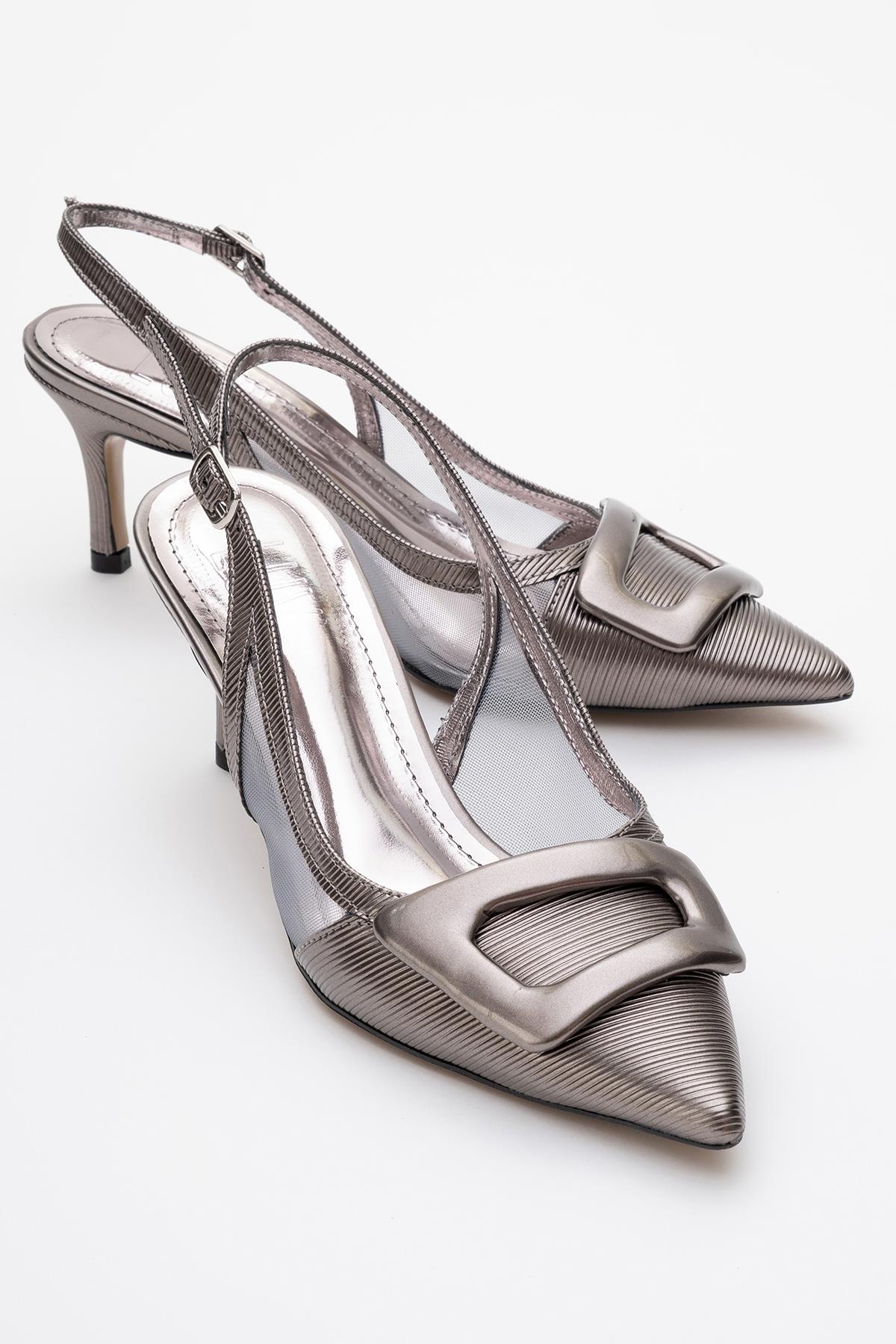 Foley - Platinum Striped Pointed Toe Backless Stiletto Pump (Women)