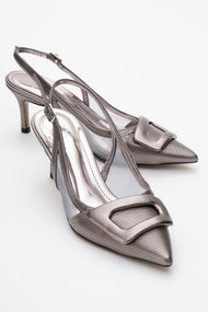 Foley - Platinum Striped Pointed Toe Backless Stiletto Pump (Women)