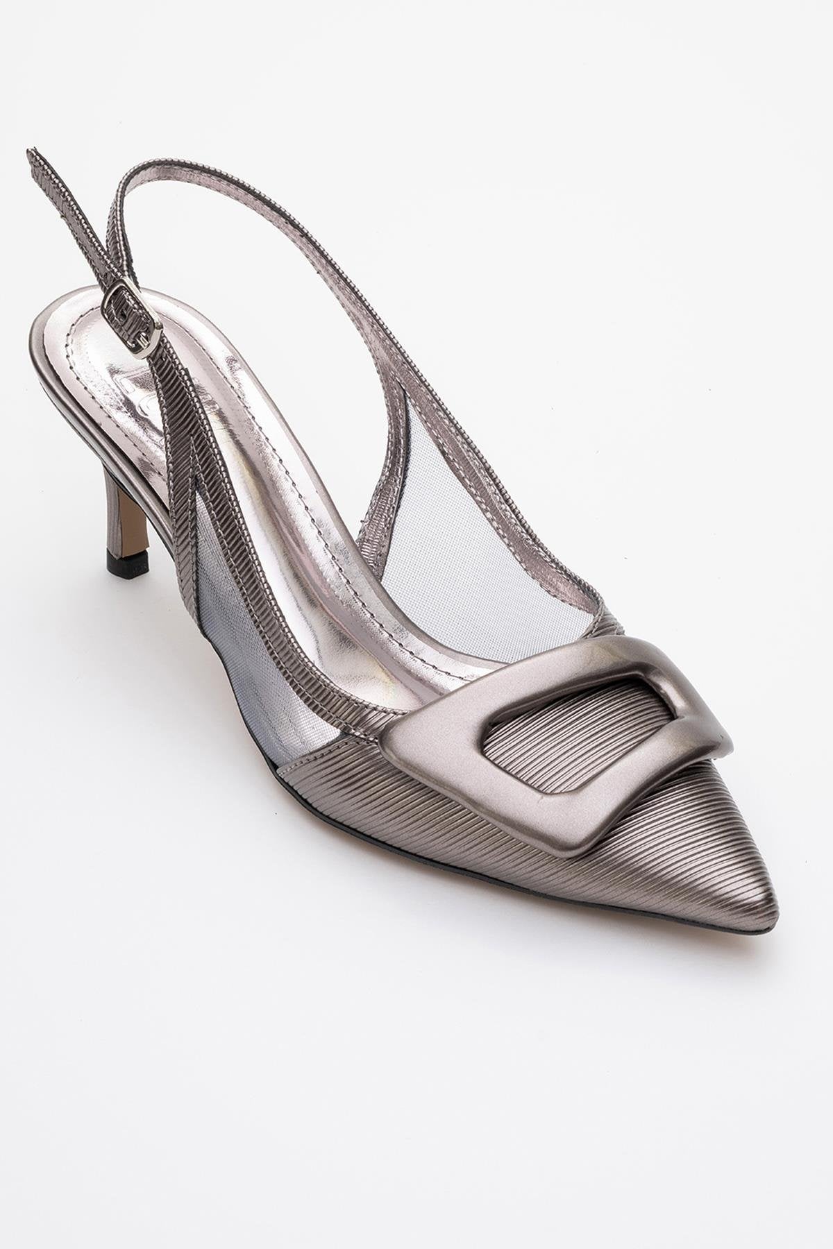 Foley - Platinum Striped Pointed Toe Backless Stiletto Pump (Women)