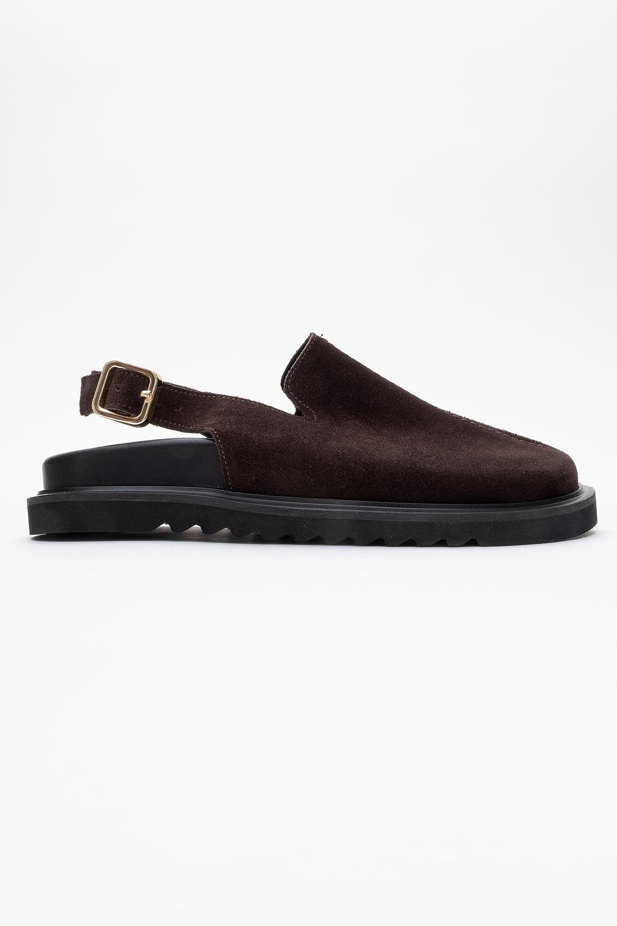 Laby - Brown Suede Leather Clogs (Women)