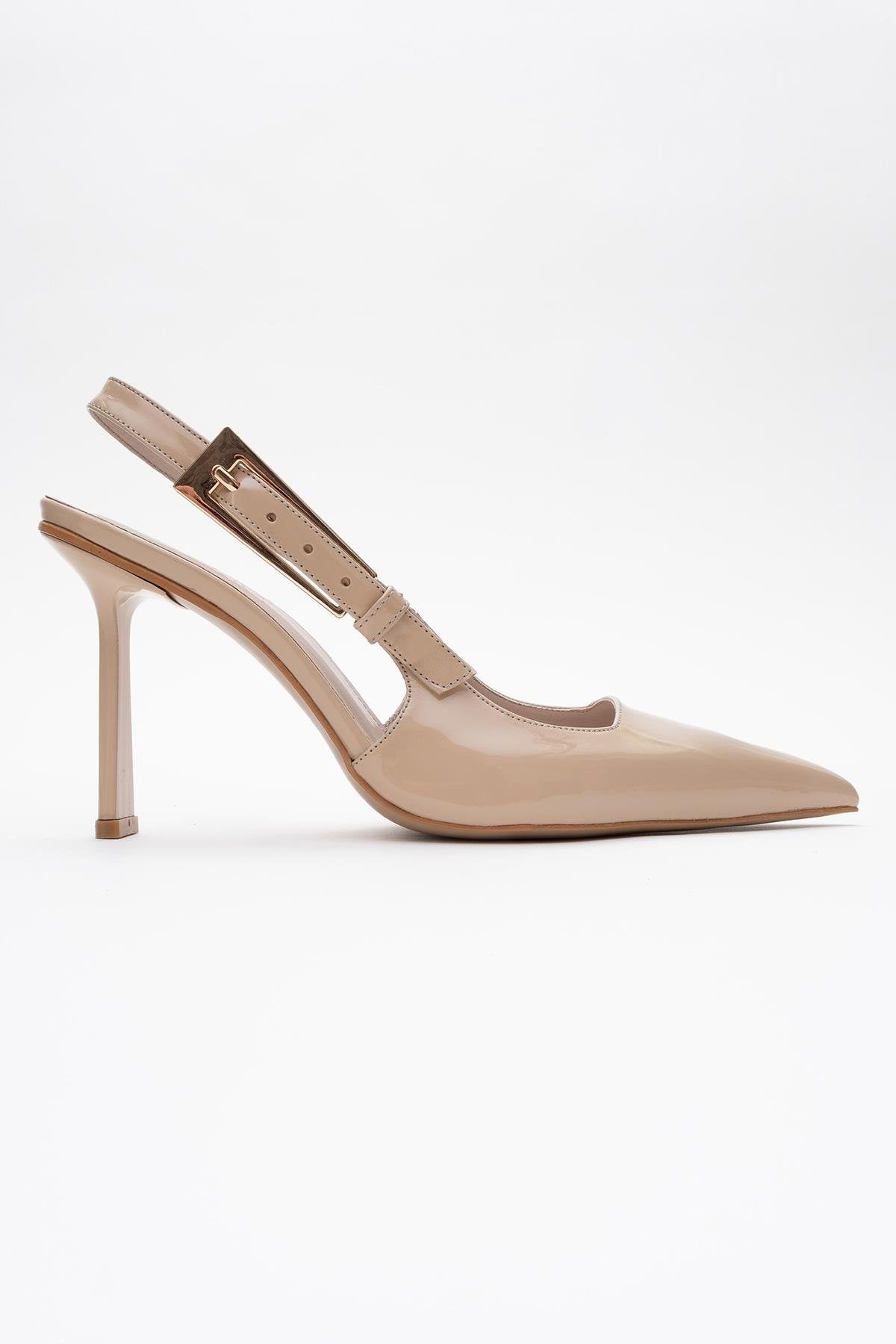 Glory - Beige Patent Buckled Stiletto Pump (Women)