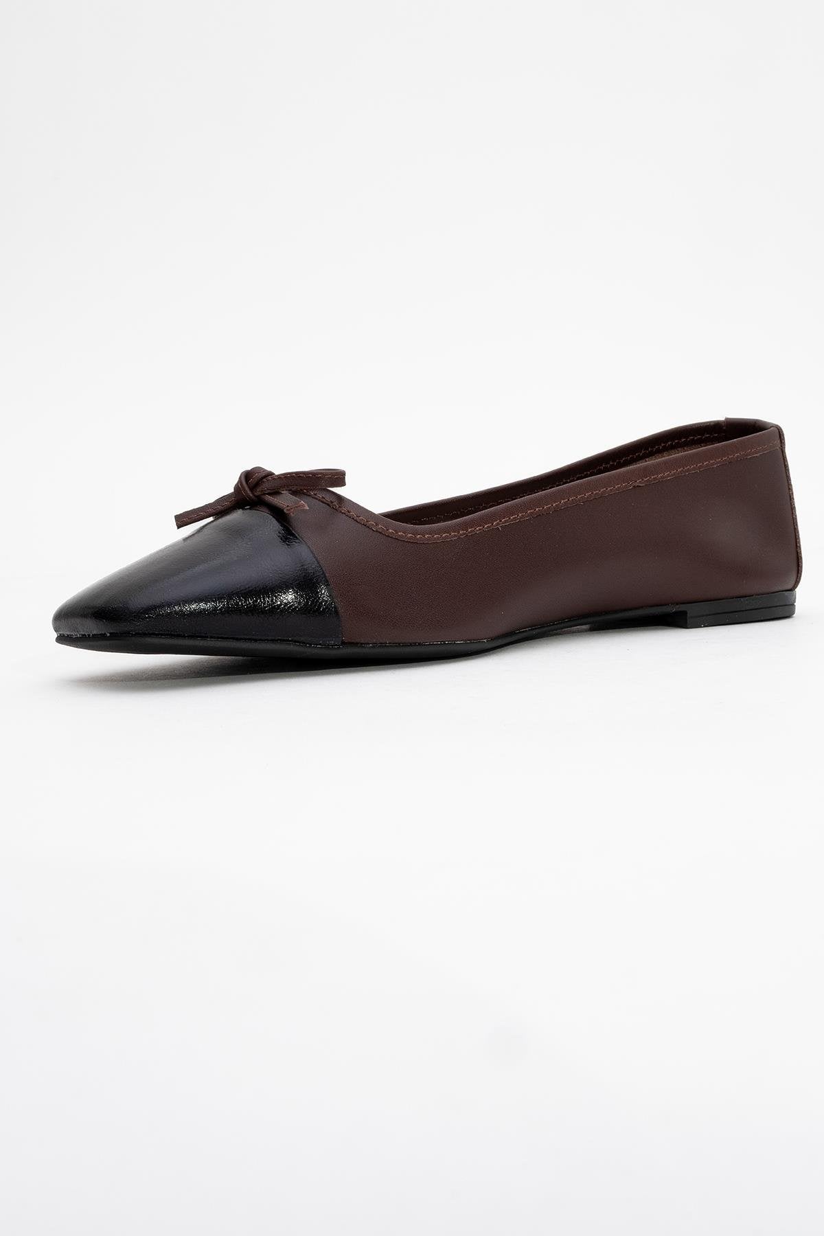 Romy - Brown-Black Genuine Leather Ballet Flat (Women)