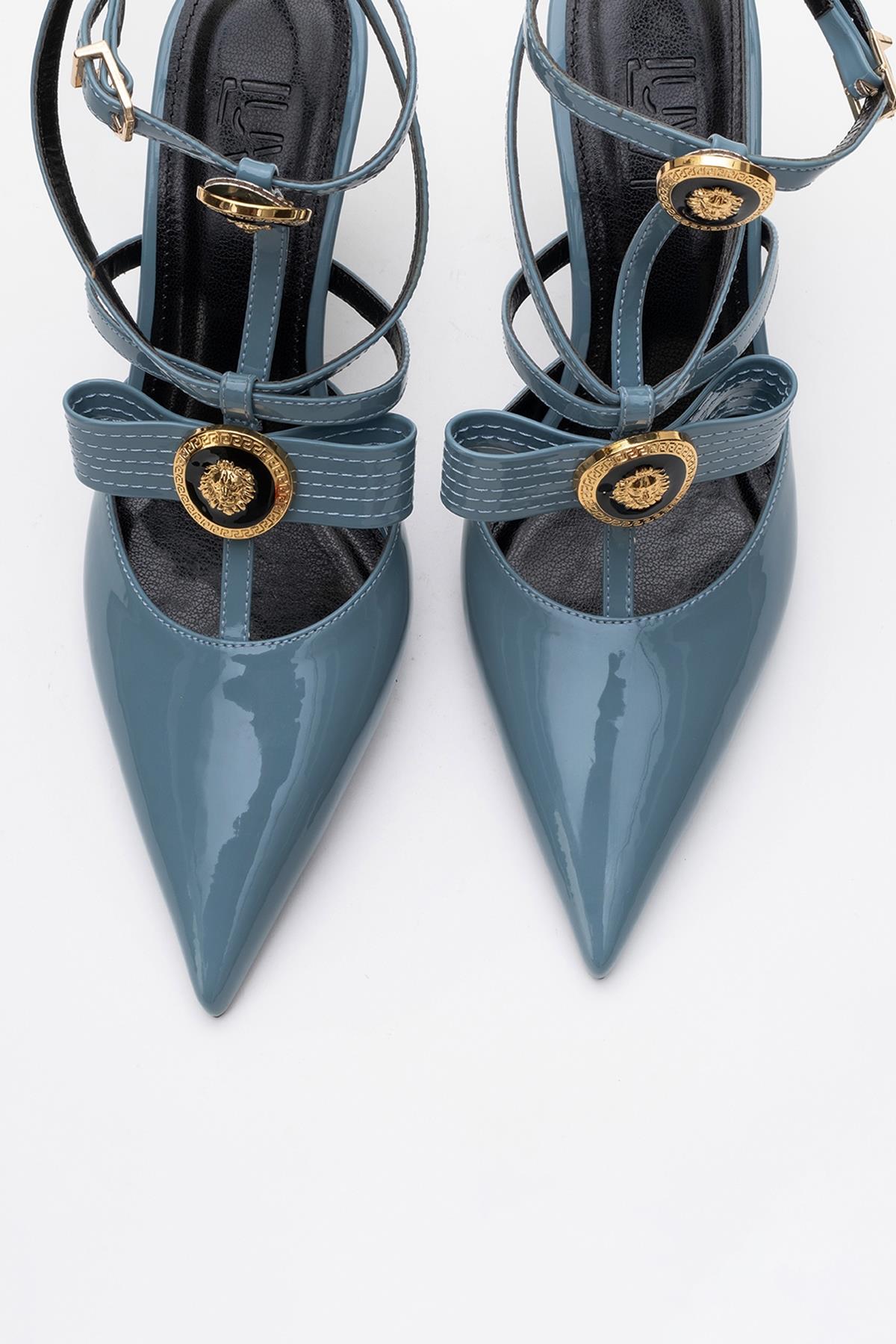 Peal - Blue Patent Heeled Shoe (Women)