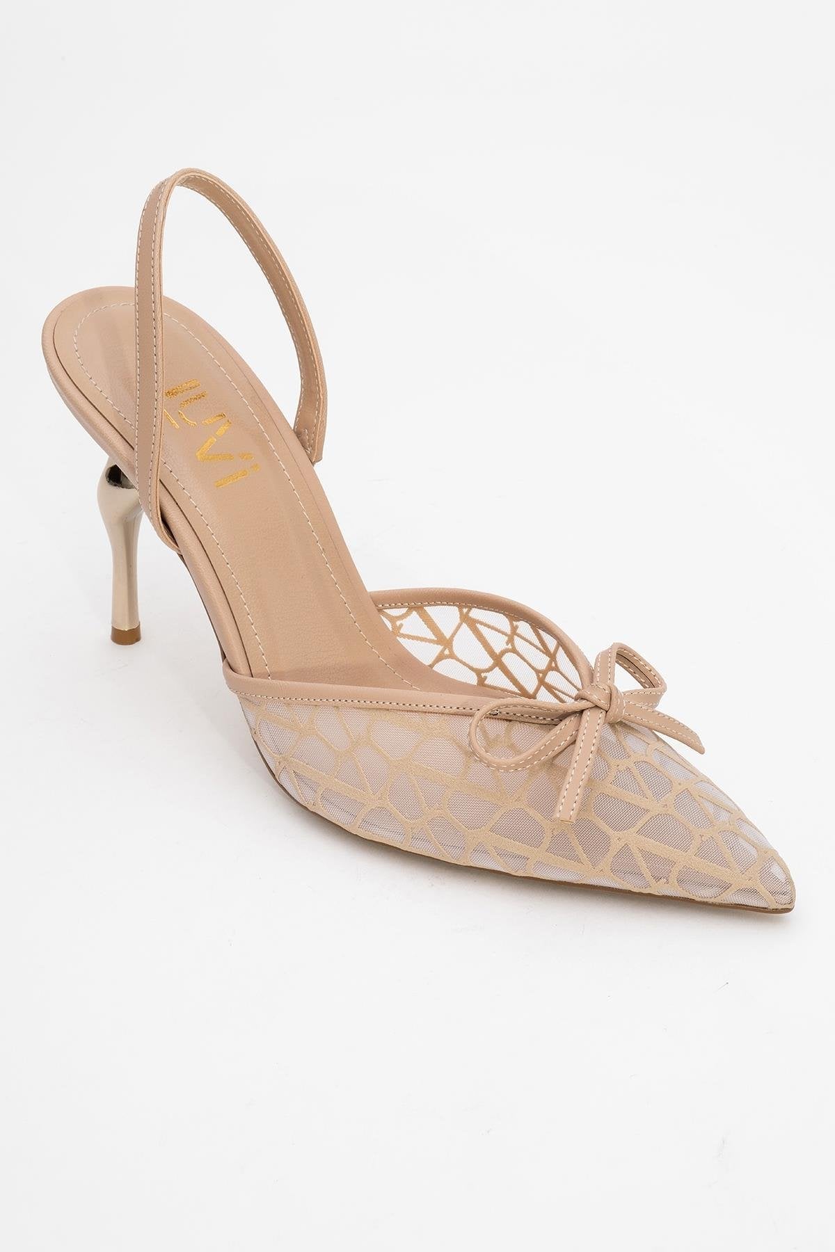 Peony - Beige Mesh Bow Pointed Toe Pump (Women)