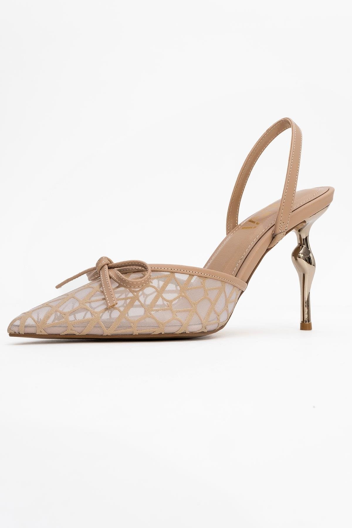 Peony - Beige Mesh Bow Pointed Toe Pump (Women)
