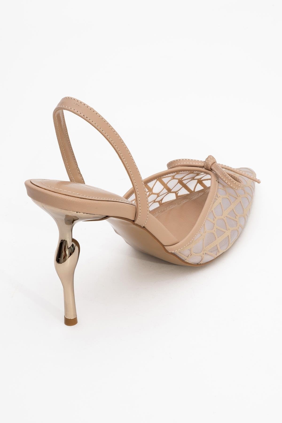 Peony - Beige Mesh Bow Pointed Toe Pump (Women)