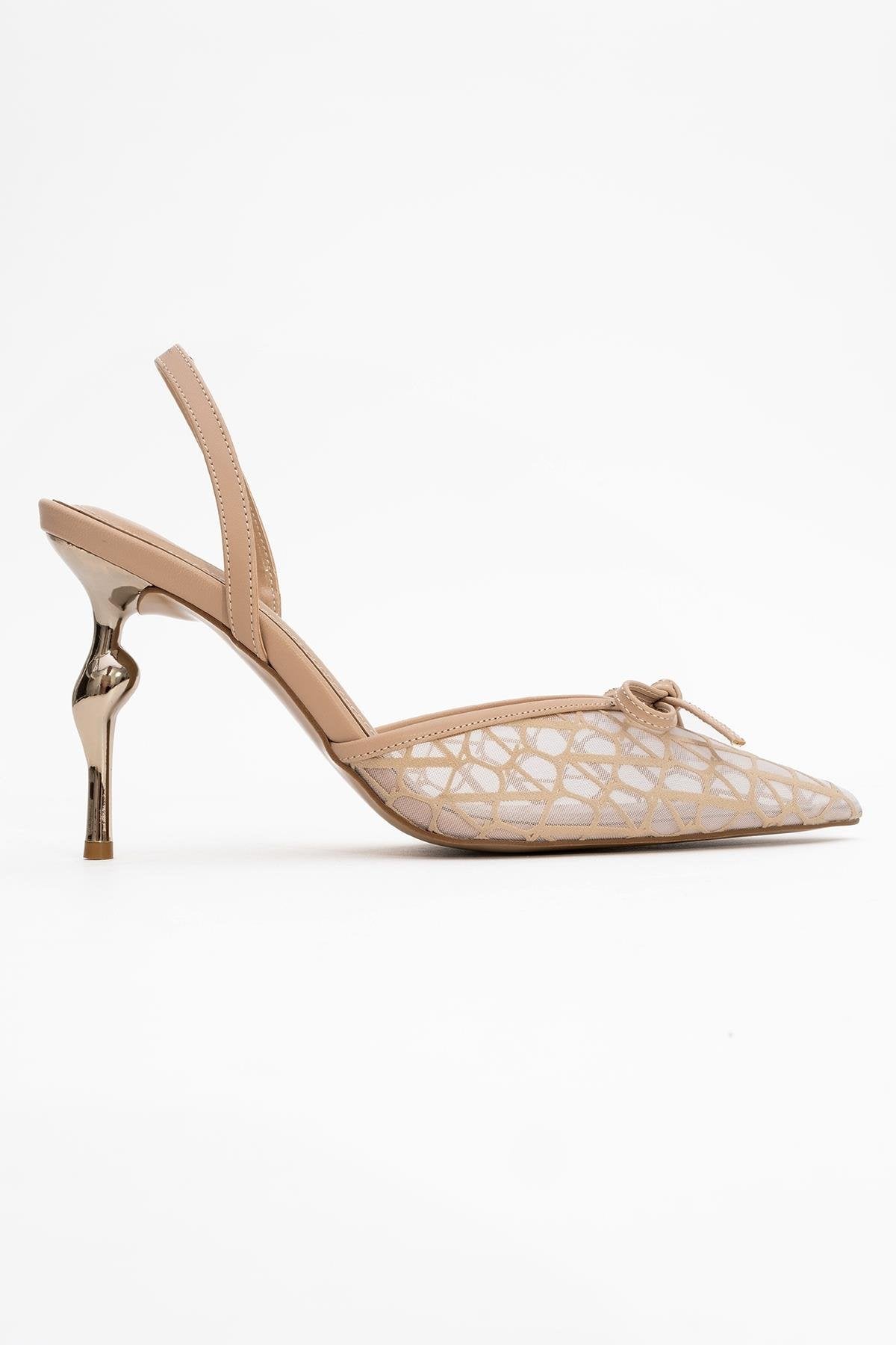 Peony - Beige Mesh Bow Pointed Toe Pump (Women)