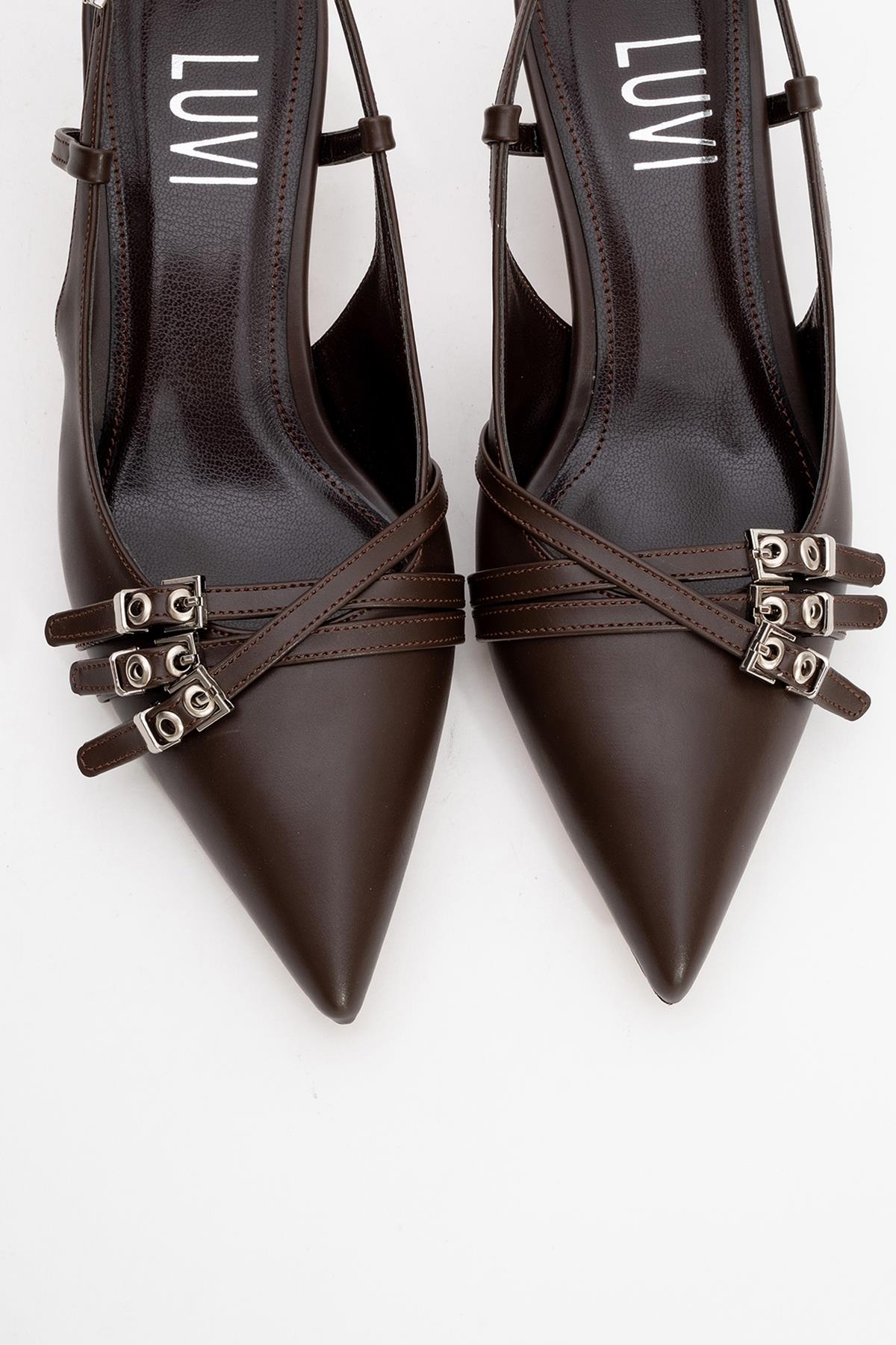 Woss - Brown Belt-Detail Heeled Shoe (Women)