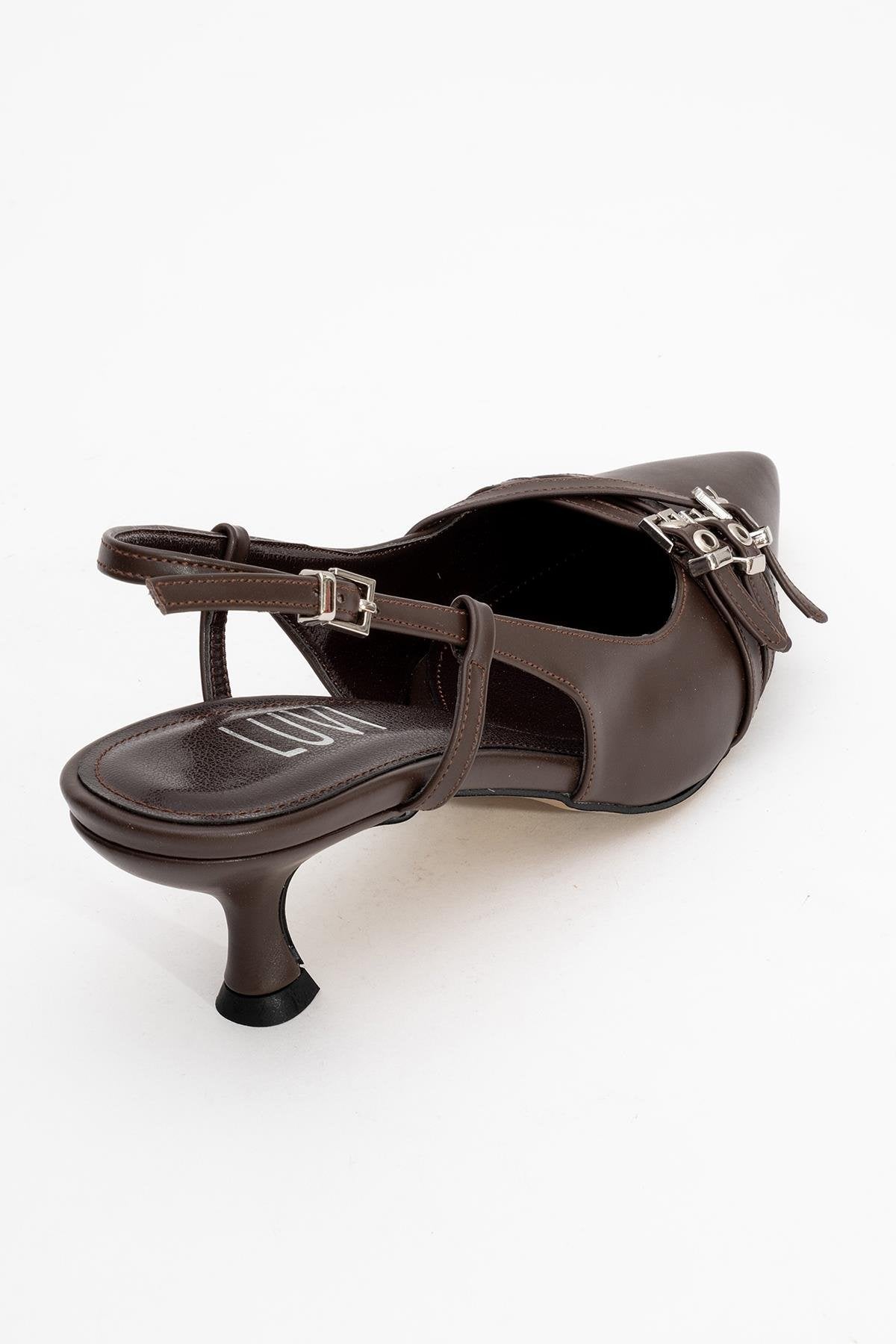 Woss - Brown Belt-Detail Heeled Shoe (Women)