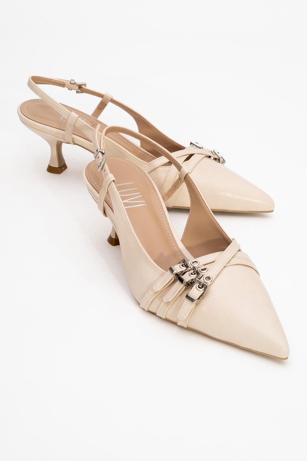 Woss - Beige Belt-Detail Heeled Shoe (Women)