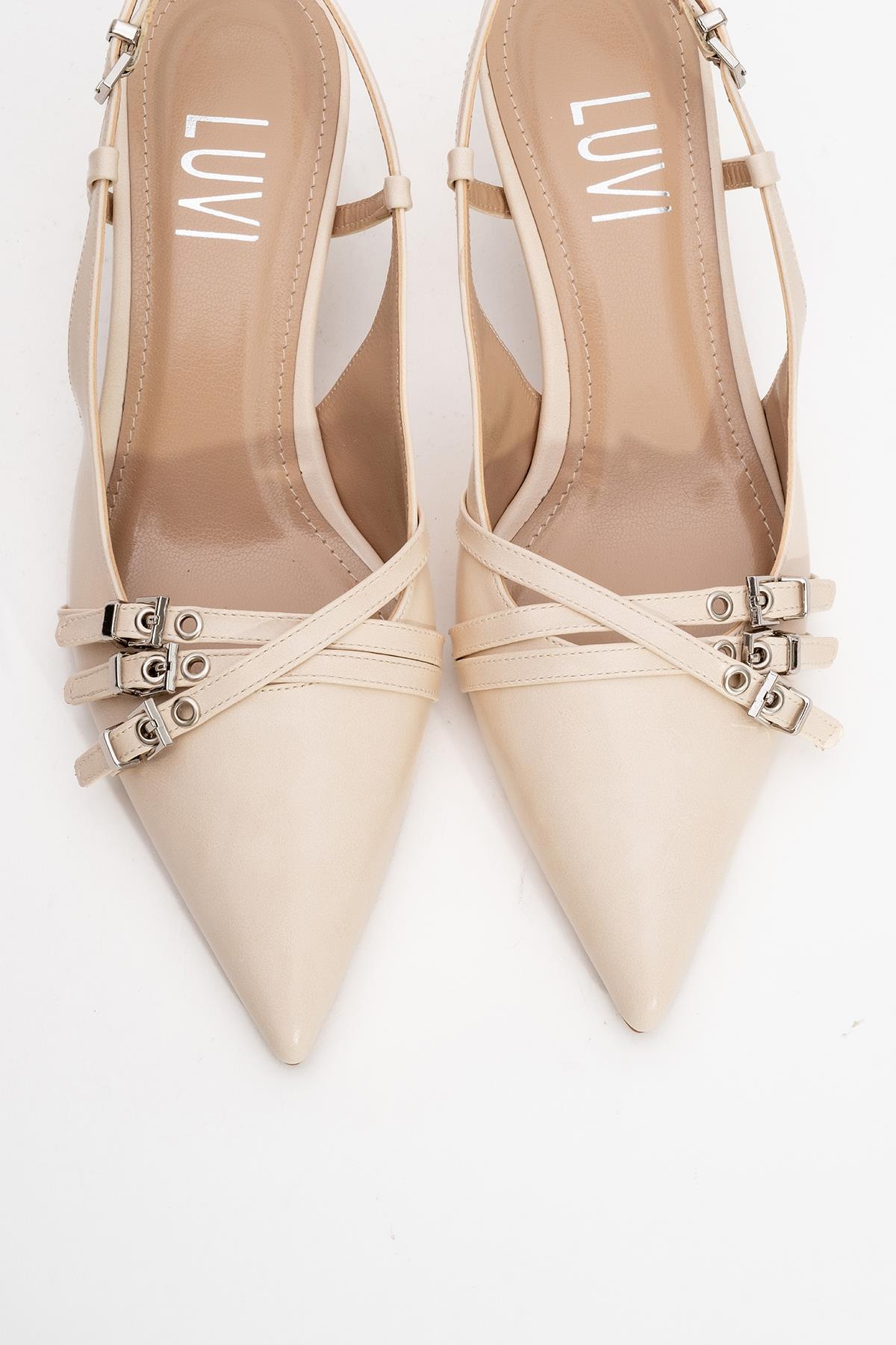 Woss - Beige Belt-Detail Heeled Shoe (Women)