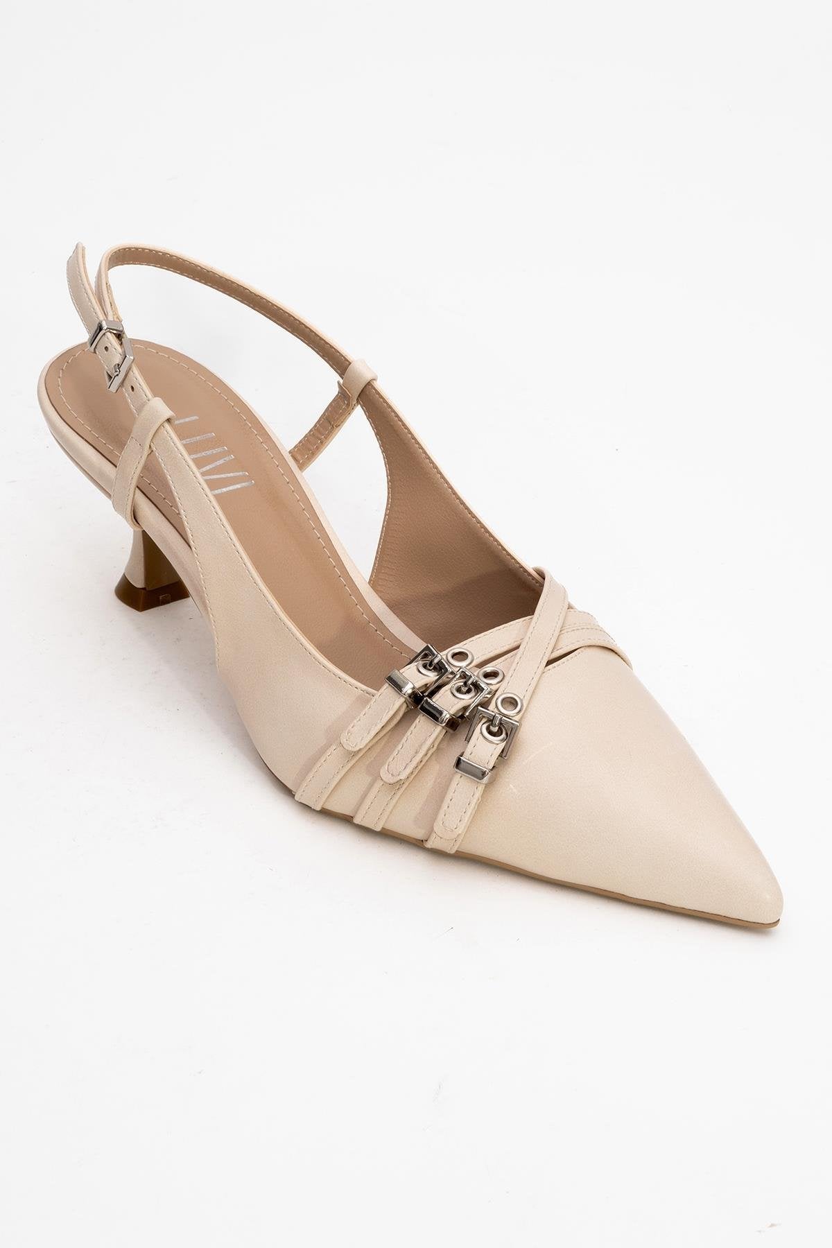 Woss - Beige Belt-Detail Heeled Shoe (Women)