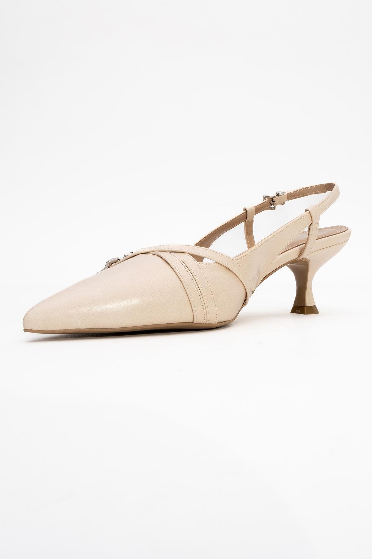 Woss - Beige Belt-Detail Heeled Shoe (Women)