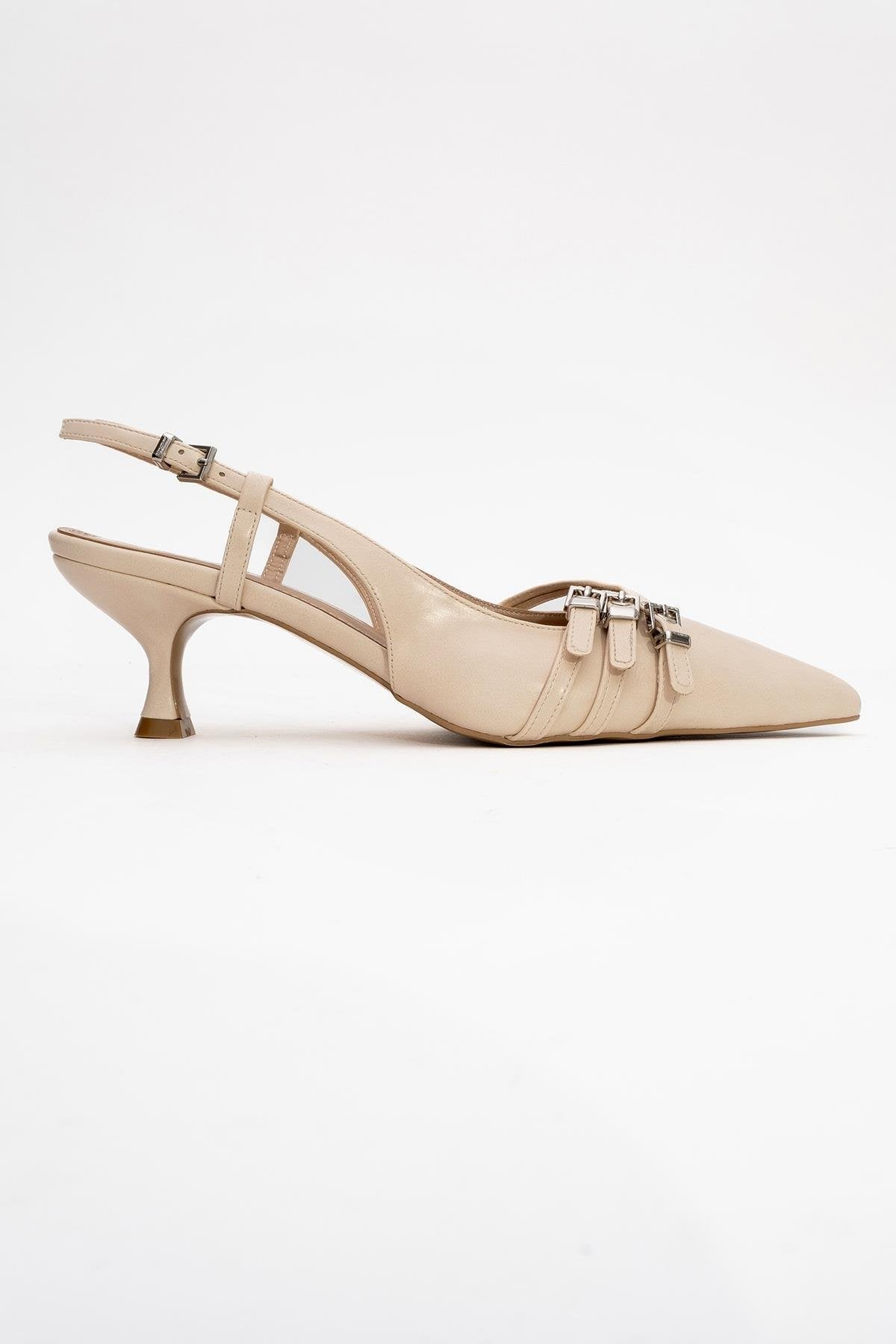Woss - Beige Belt-Detail Heeled Shoe (Women)