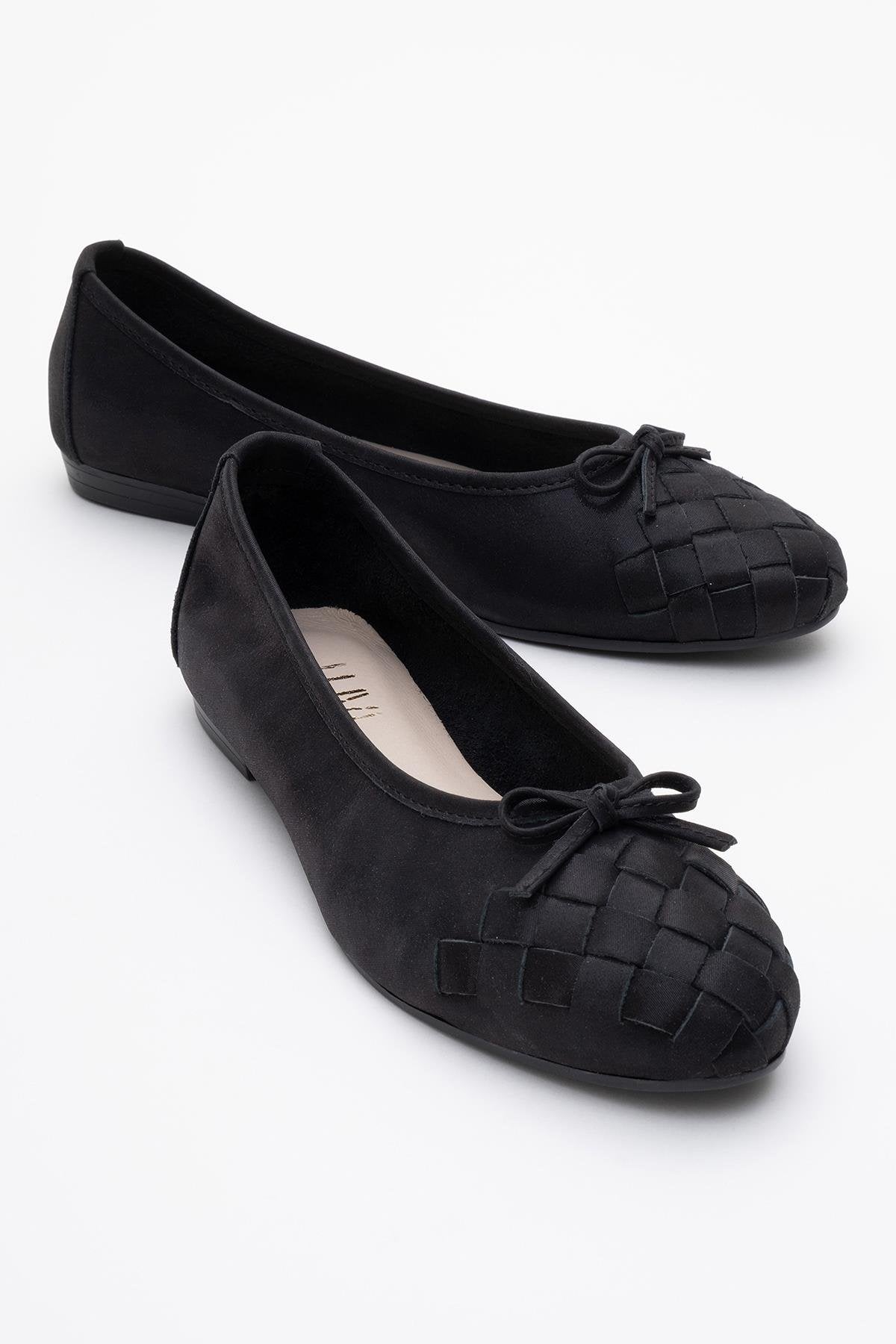 03 - Black Glitter Genuine Leather Ballet Flat (Women)