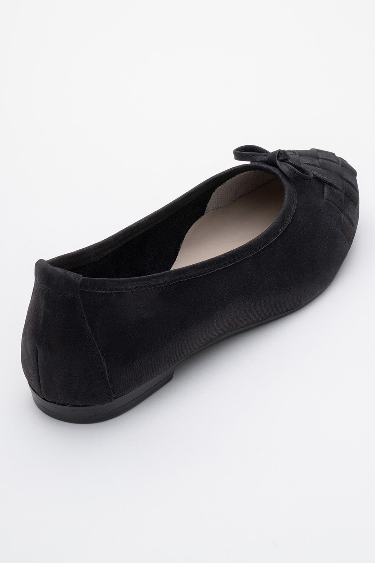 03 - Black Glitter Genuine Leather Ballet Flat (Women)