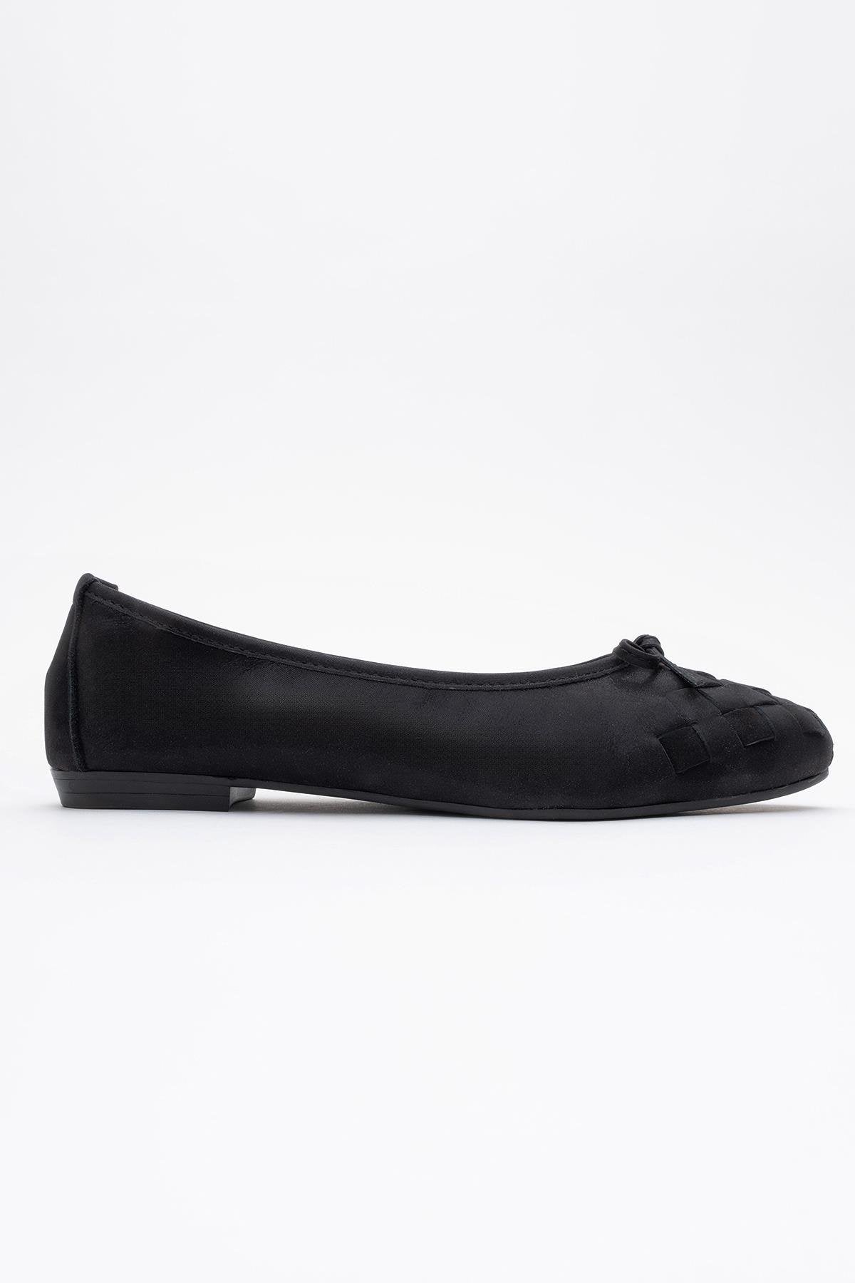 03 - Black Glitter Genuine Leather Ballet Flat (Women)