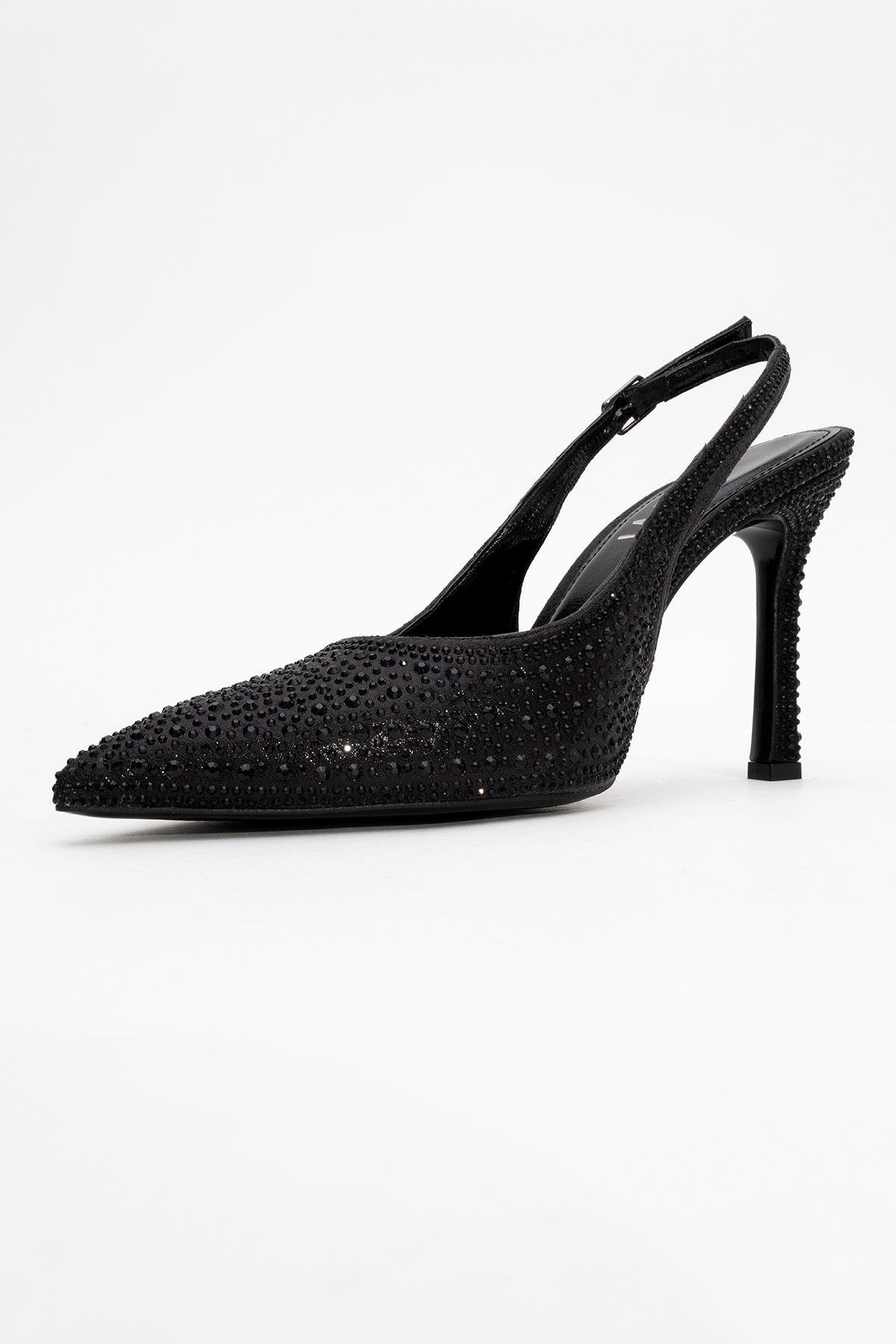 Roya - Black Jeweled Pointed Toe Stiletto (Women)