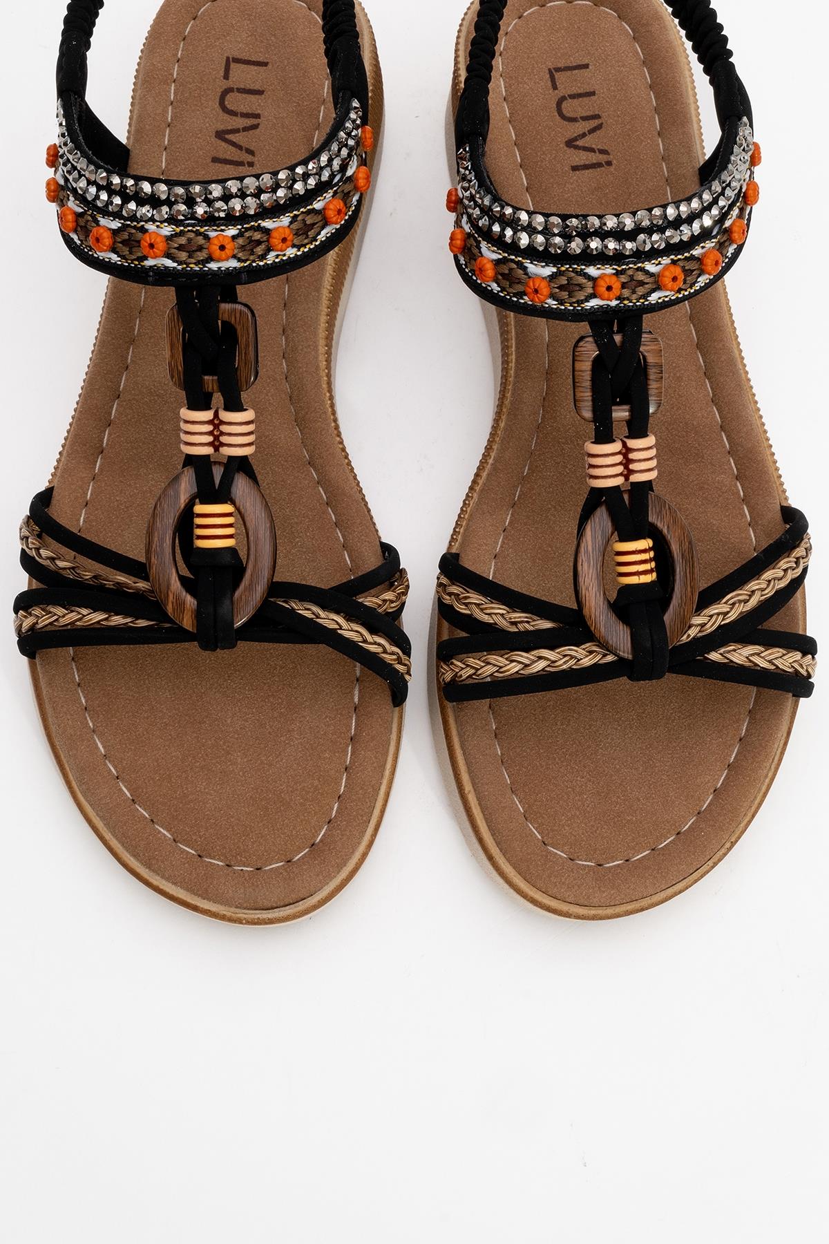 CHER Black Braided Strap Sandal (Women)