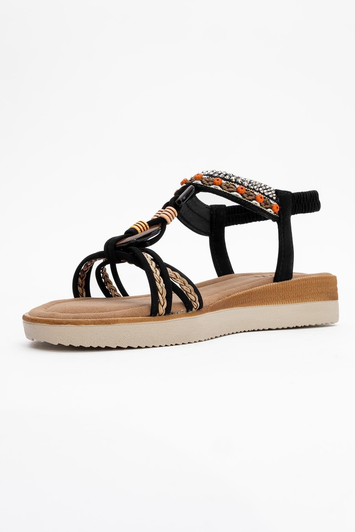 CHER Black Braided Strap Sandal (Women)