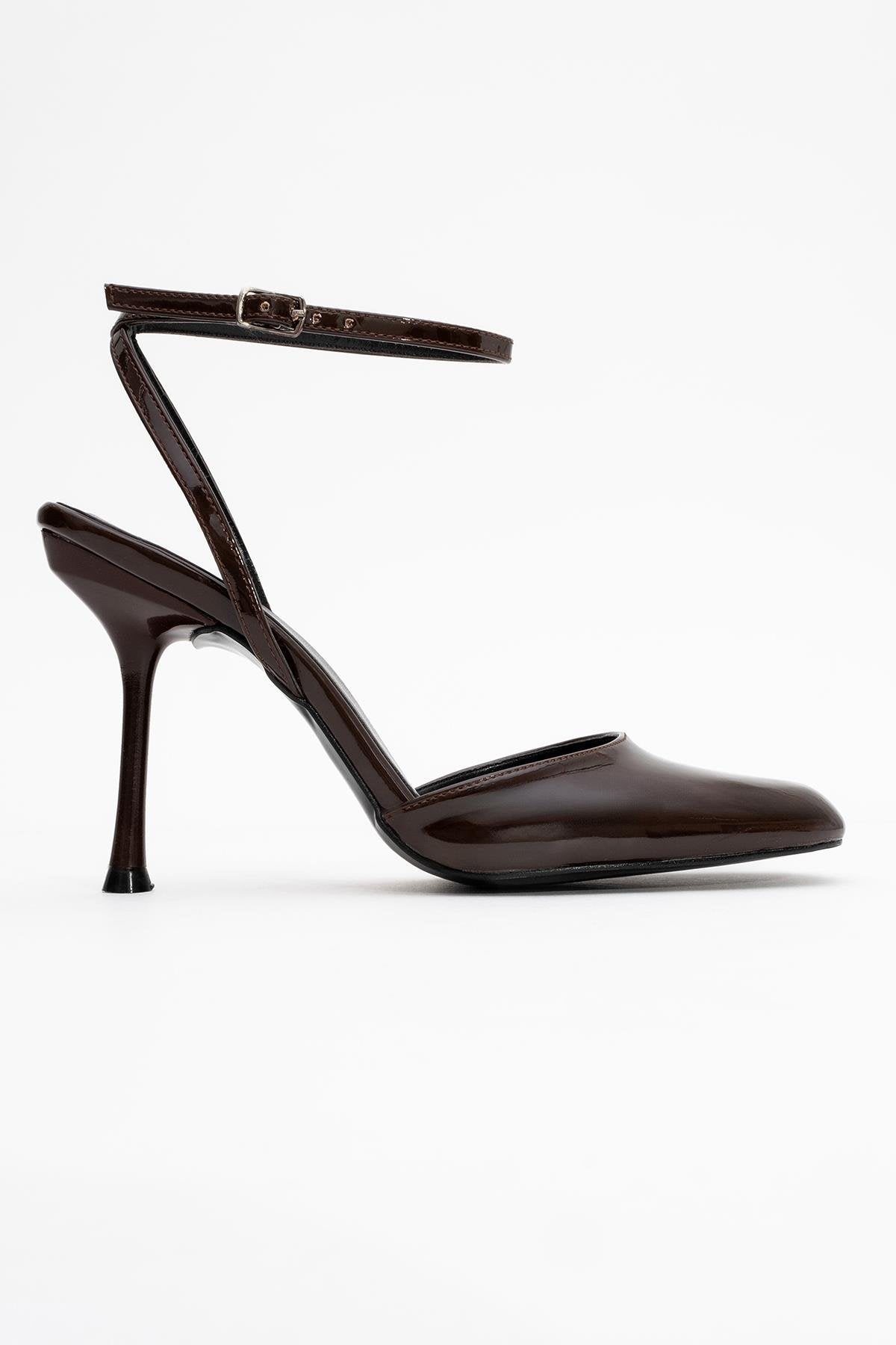 Blues - Brown Patent Round Toe Ankle-Tie High Heel (Women)