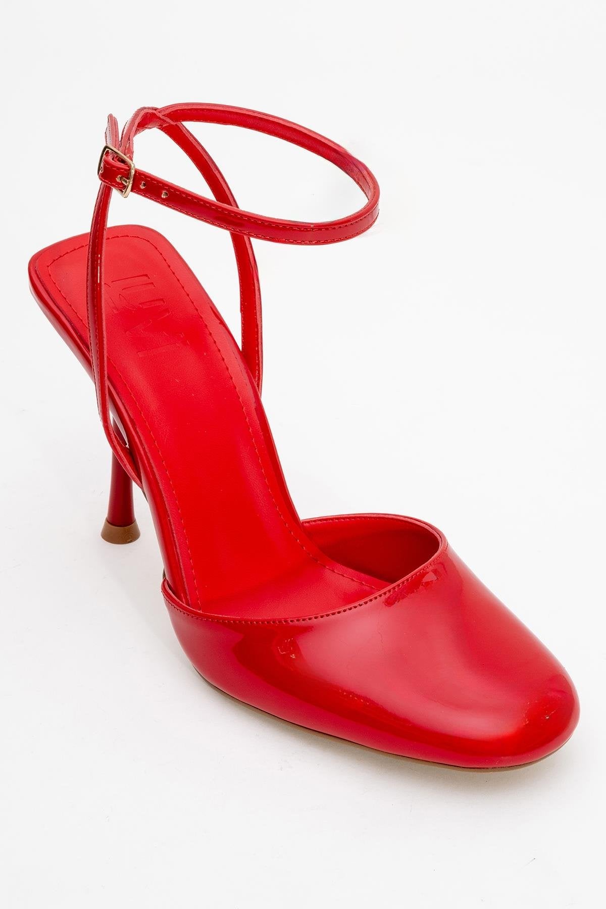 Blues - Red Patent Round Toe Ankle-Tie High Heel (Women)