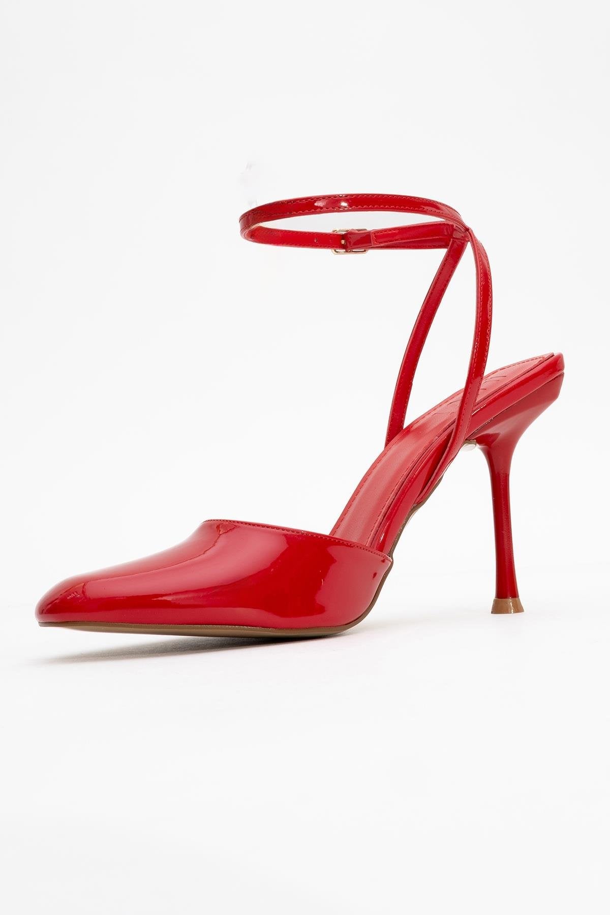 Blues - Red Patent Round Toe Ankle-Tie High Heel (Women)