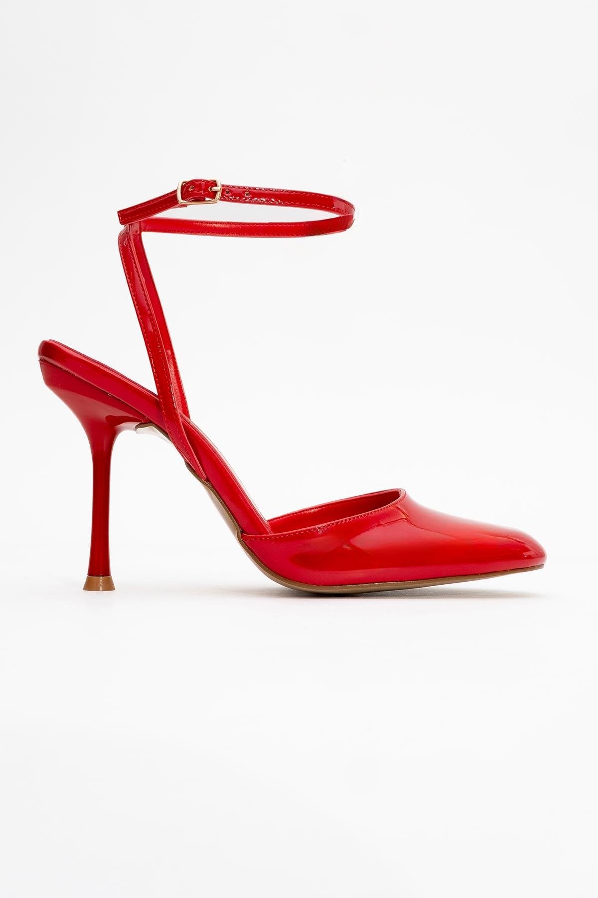Blues - Red Patent Round Toe Ankle-Tie High Heel (Women)