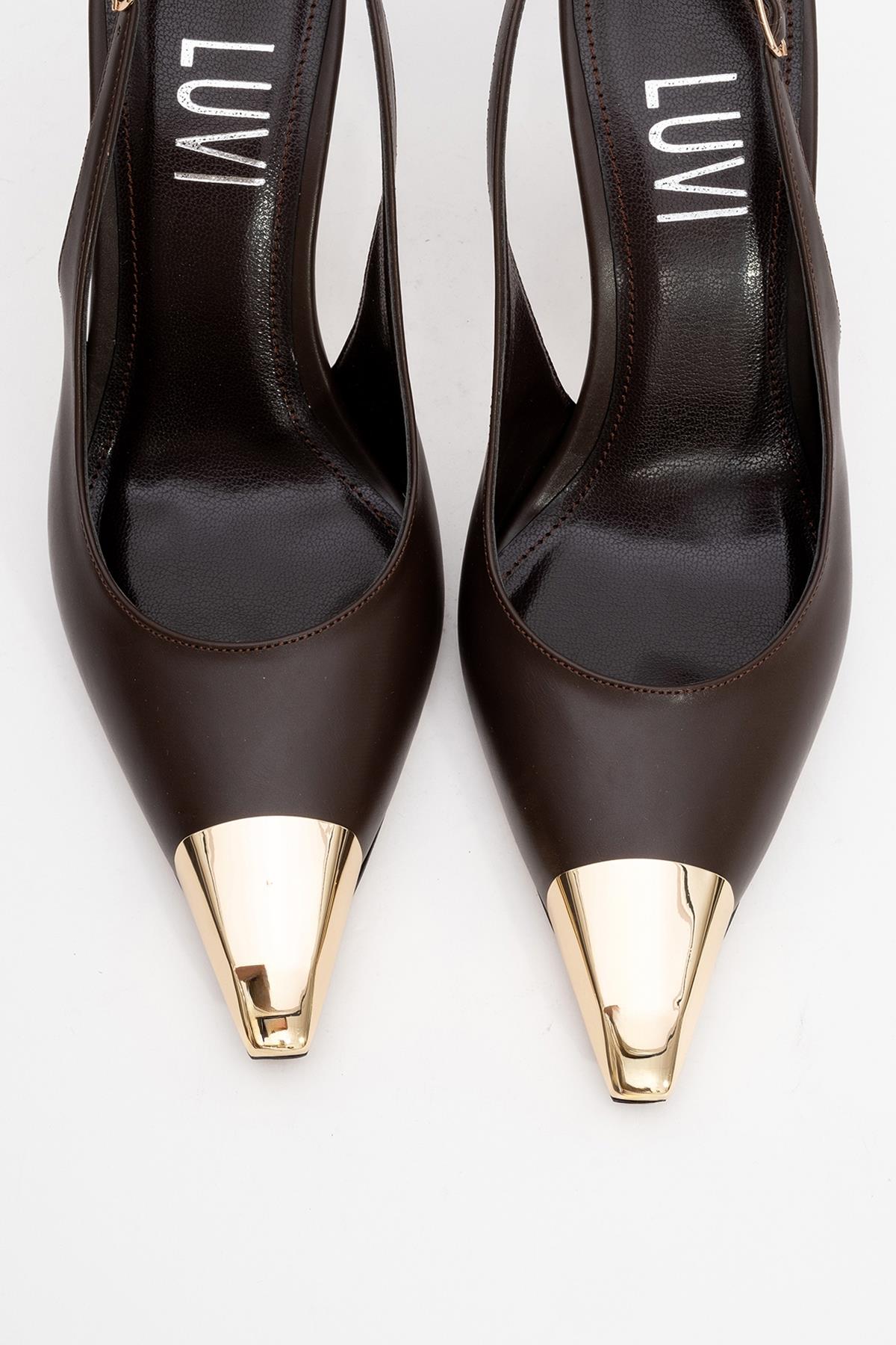 Flare - Brown Gold Detail Heeled Shoe (Women)