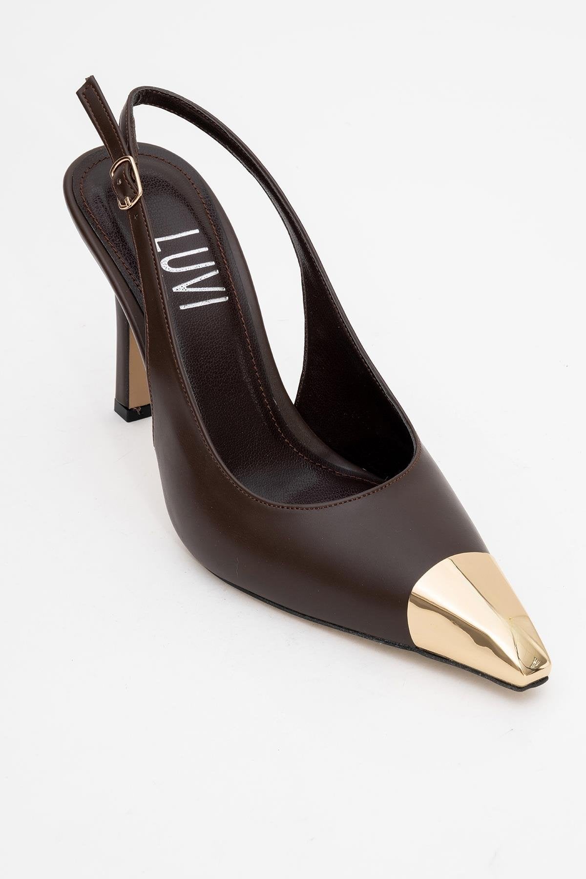 Flare - Brown Gold Detail Heeled Shoe (Women)