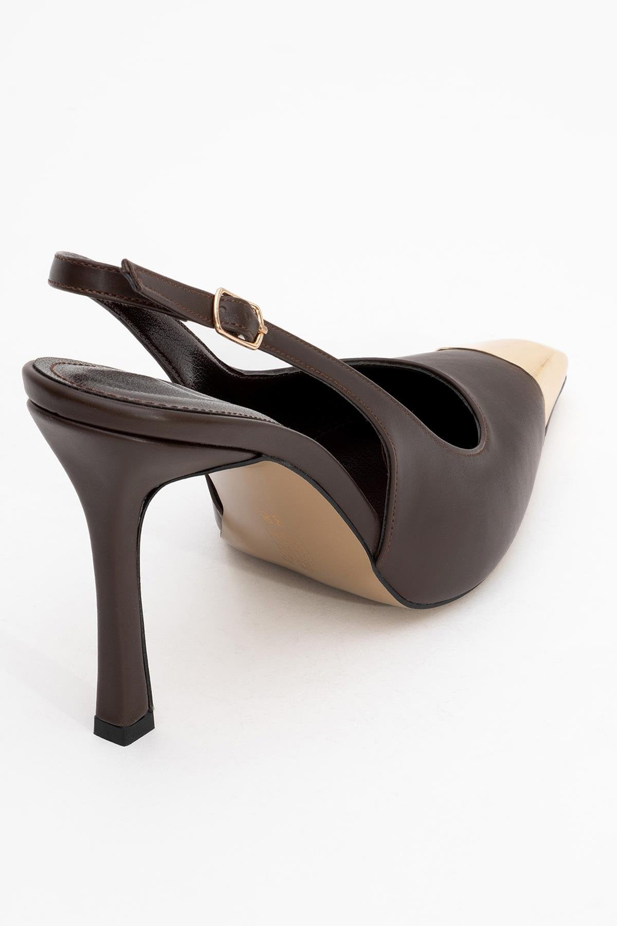 Flare - Brown Gold Detail Heeled Shoe (Women)