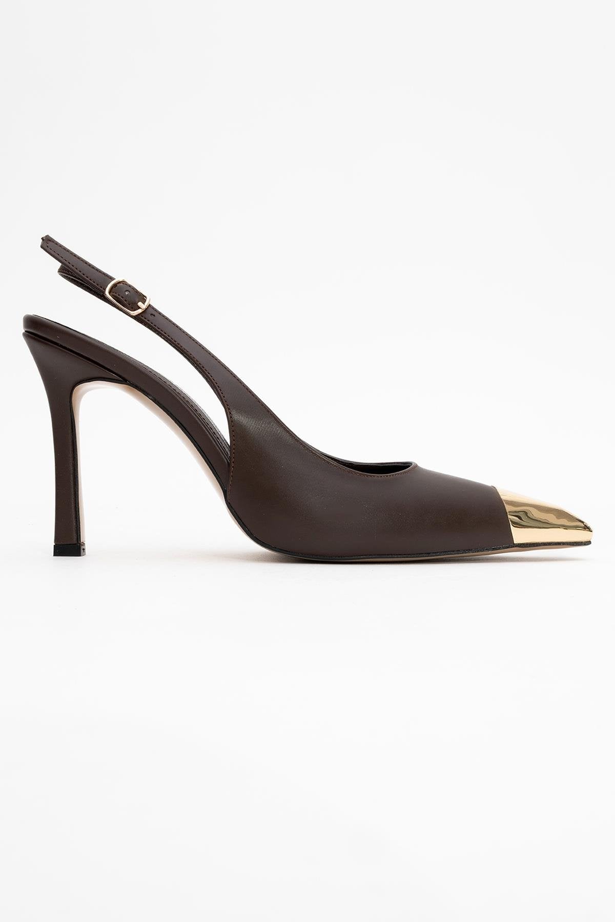 Flare - Brown Gold Detail Heeled Shoe (Women)