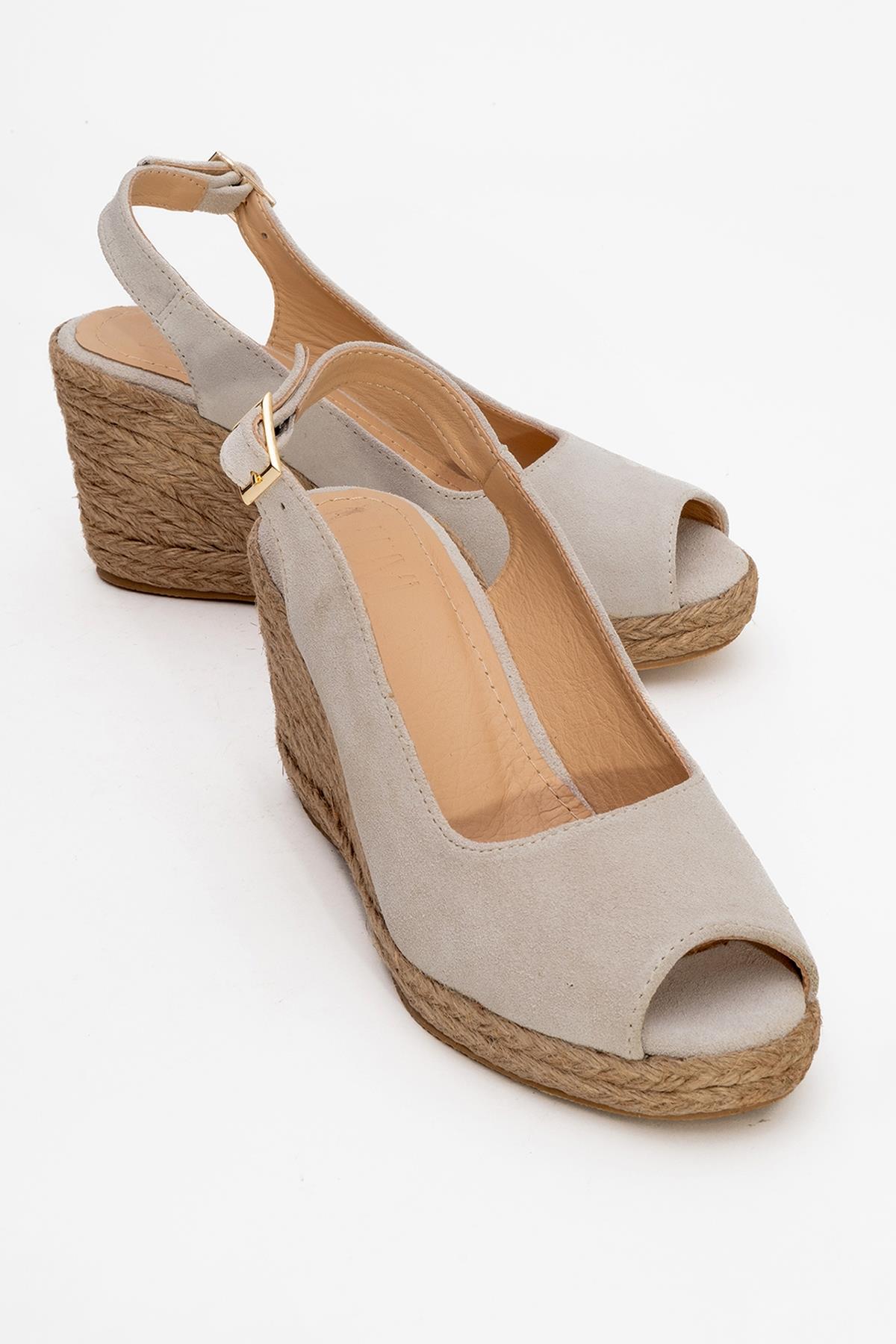 Ryan - Beige Suede Leather Espadrilles (Women)