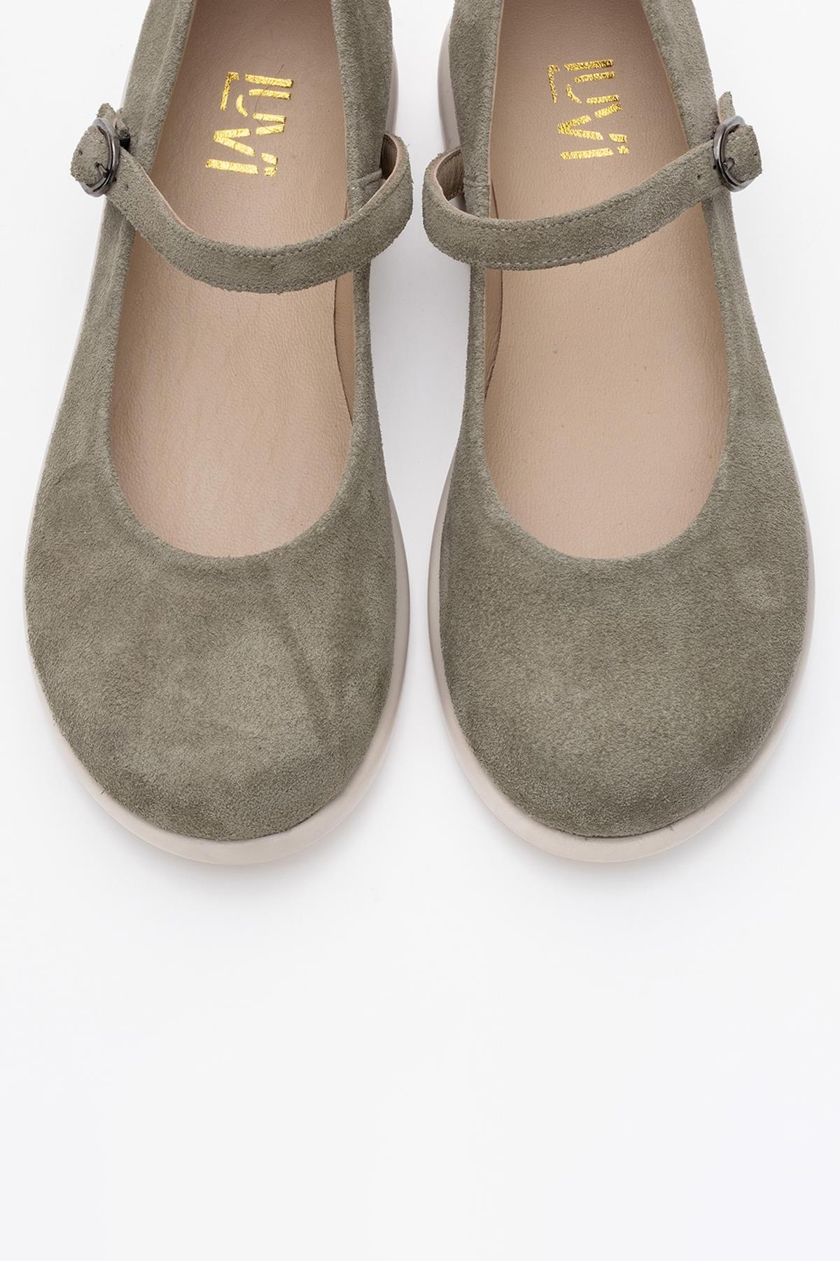 Anisa - Green Genuine Leather Ballet Flat (Women)