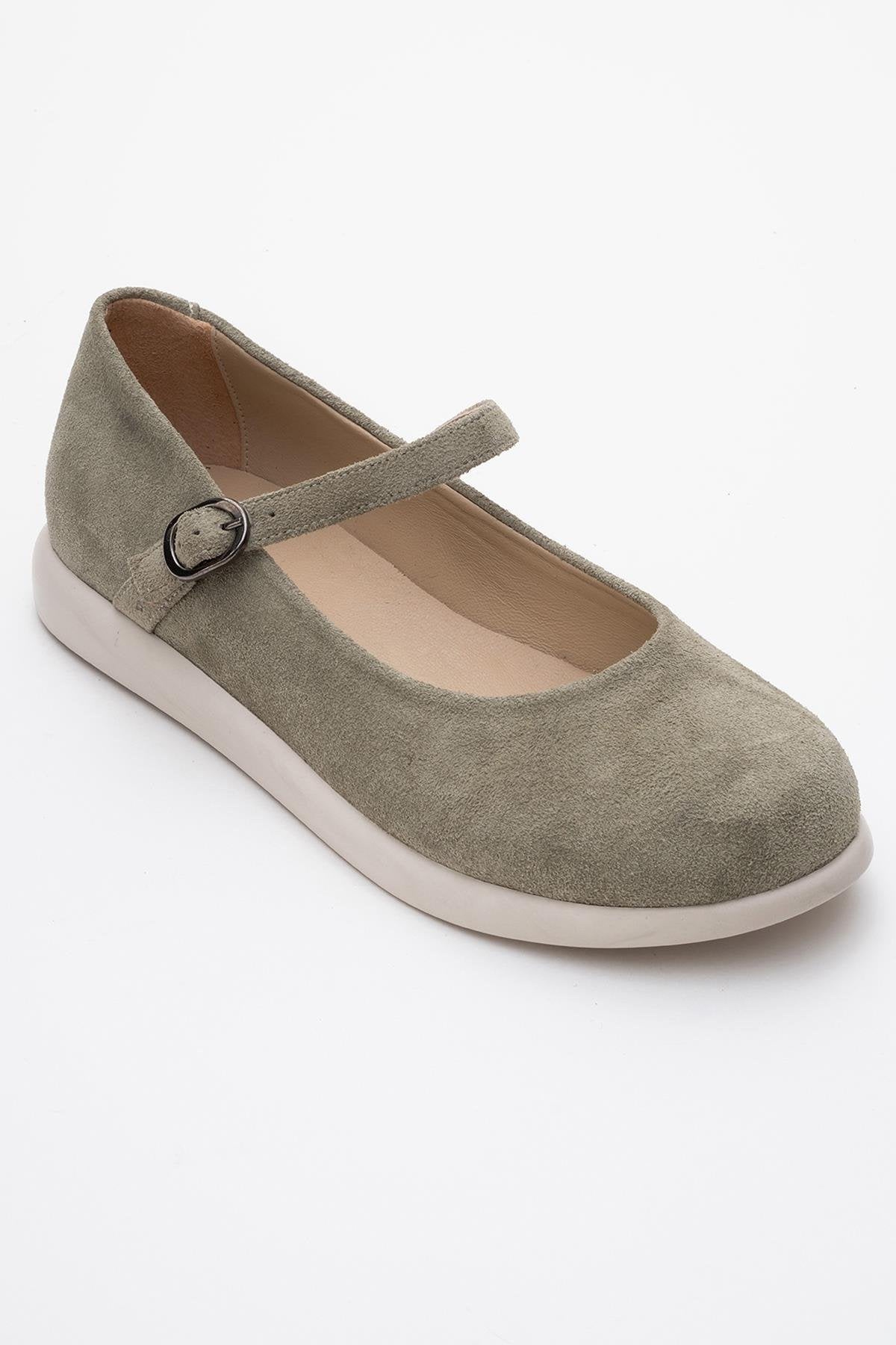 Anisa - Green Genuine Leather Ballet Flat (Women)