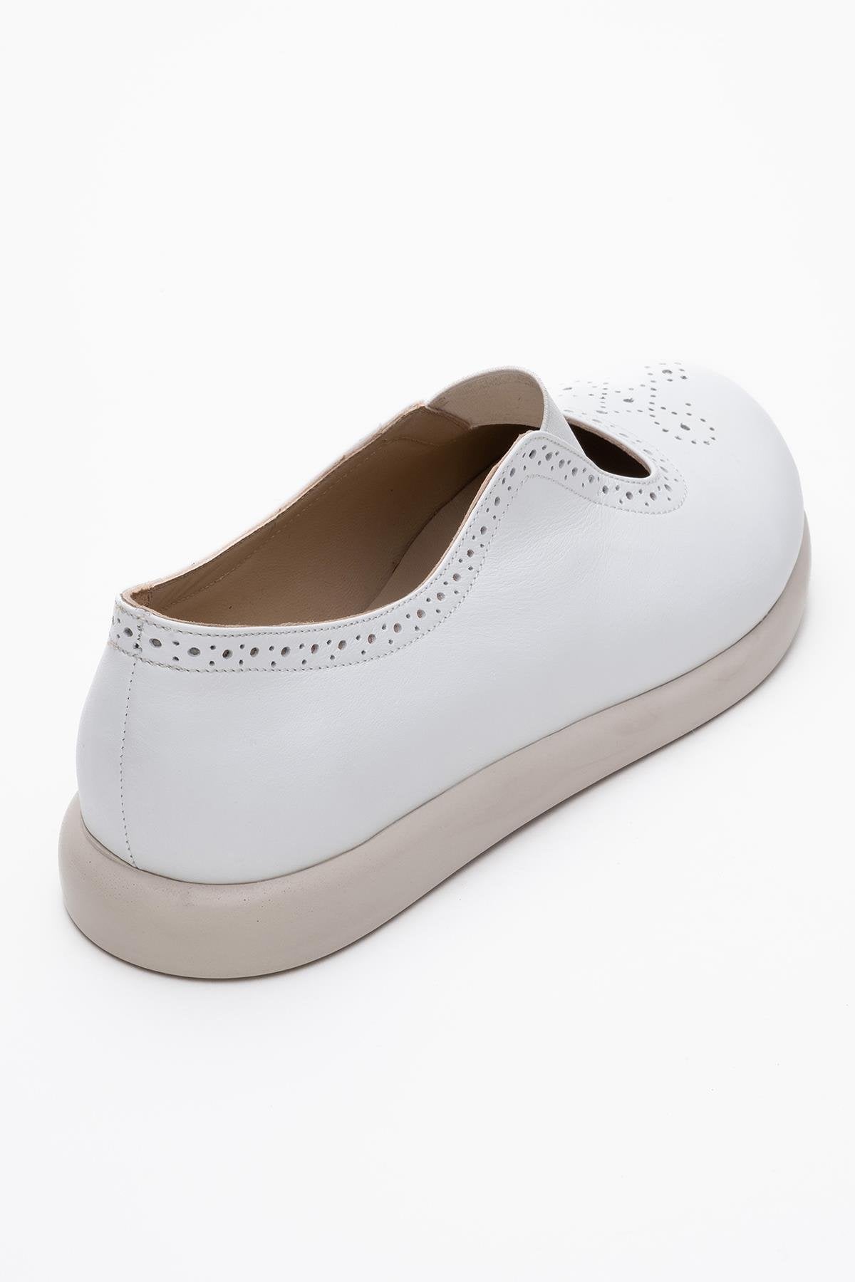 CHELLE White Elastic Leather Flat (Women)