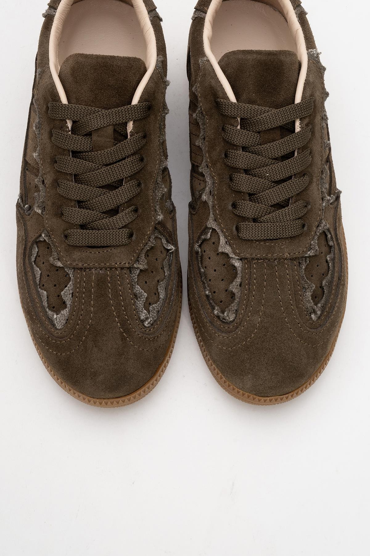 Shiva - Emerald Green Suede Leather Sneakers (Women)