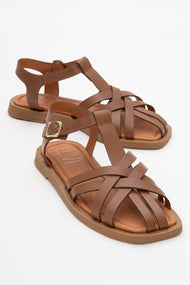 Andres - Cognac Brown Leather Sandal (Women)