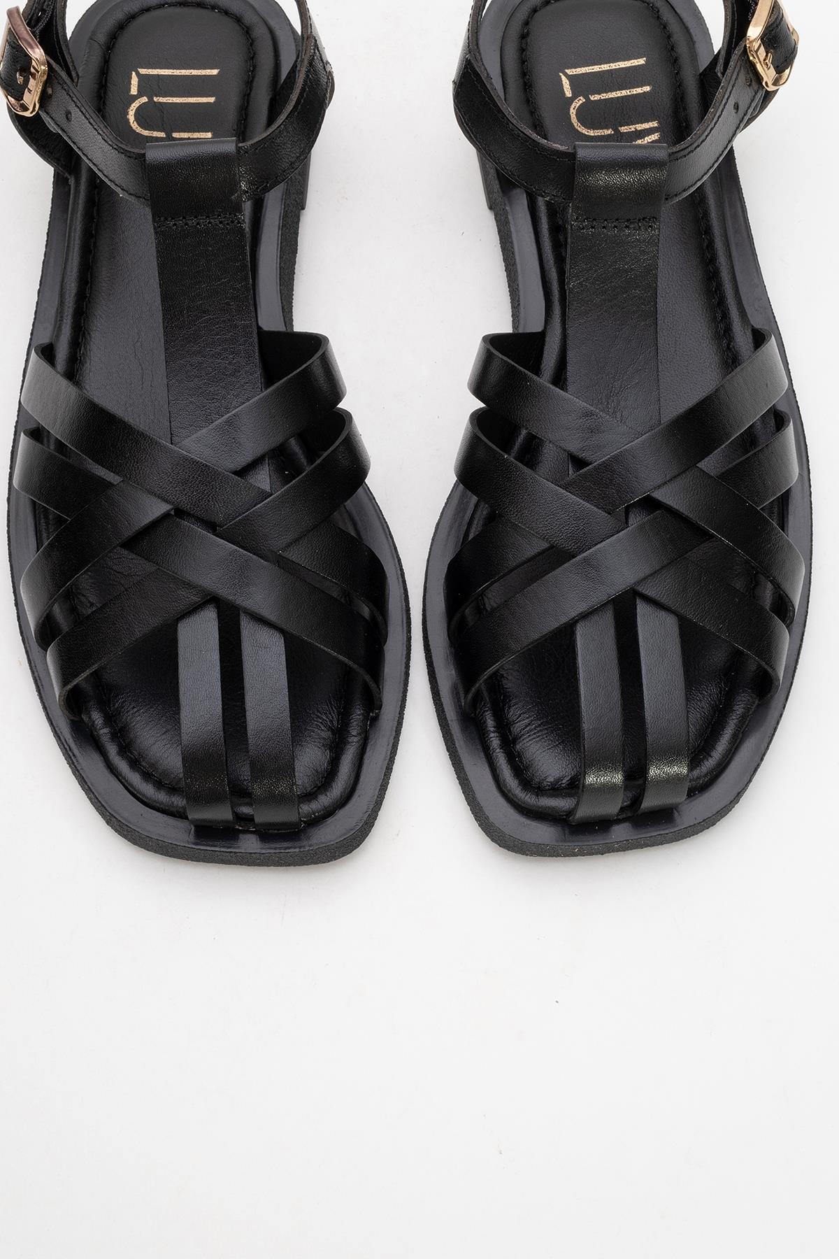 Andres - Black Leather Sandal (Women)
